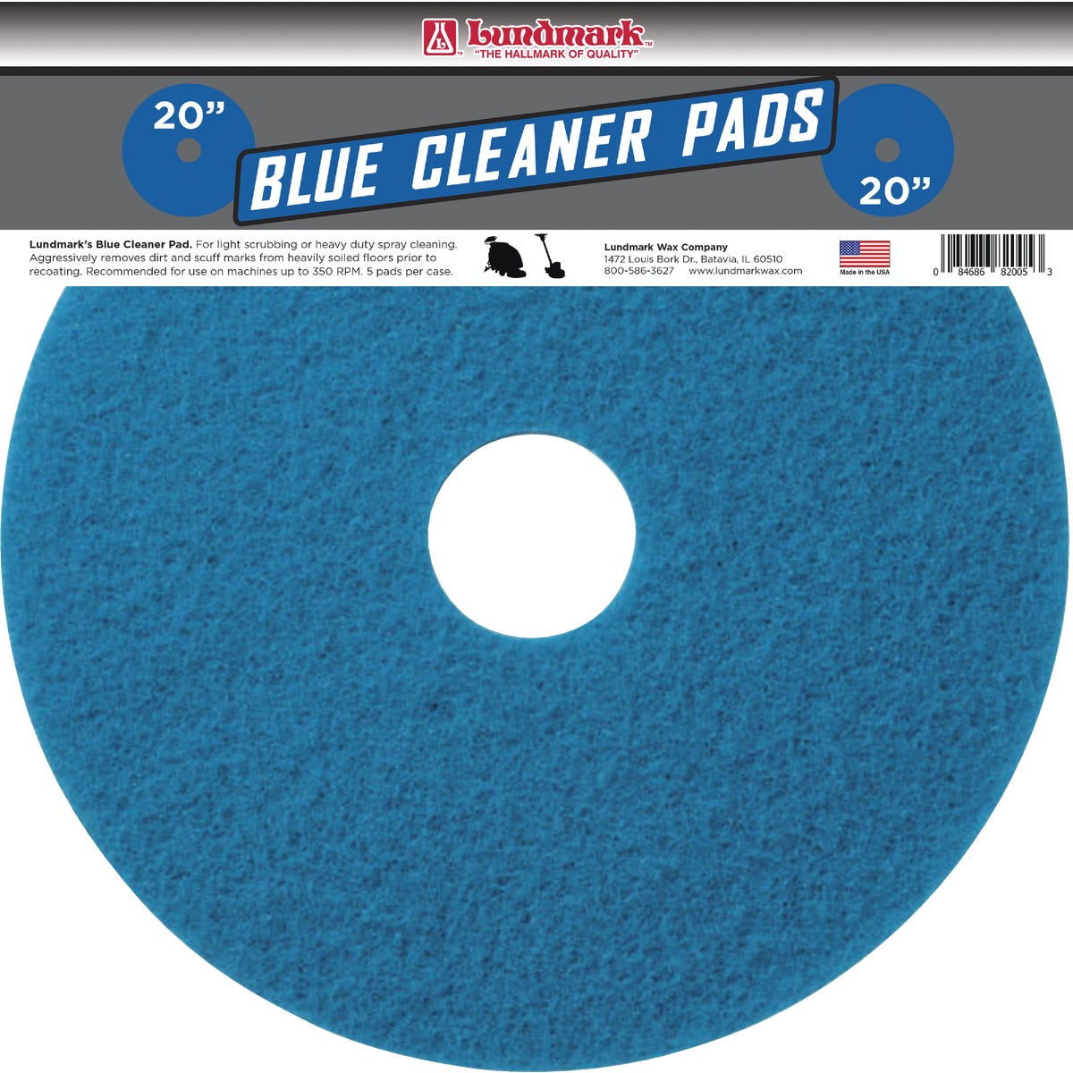 Lundmark 20 In. Abrasive Blue Polishing Pad (5-Pack)
