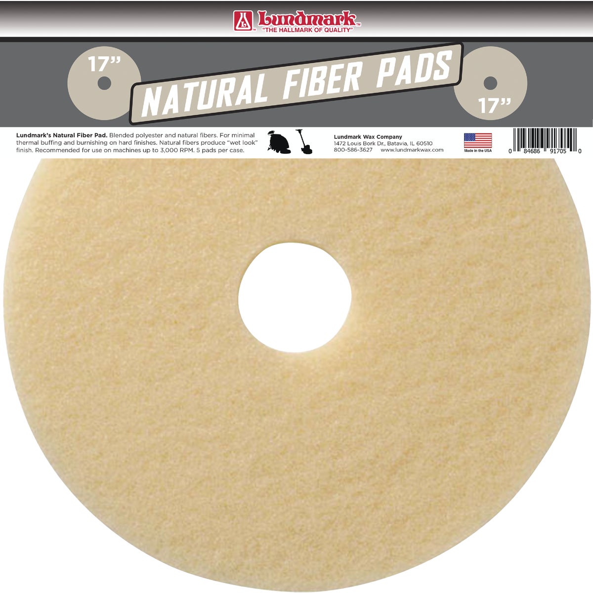 Lundmark 17 In. Natural Hair & Synthetic Fiber Buffing Pad (5-Pack)