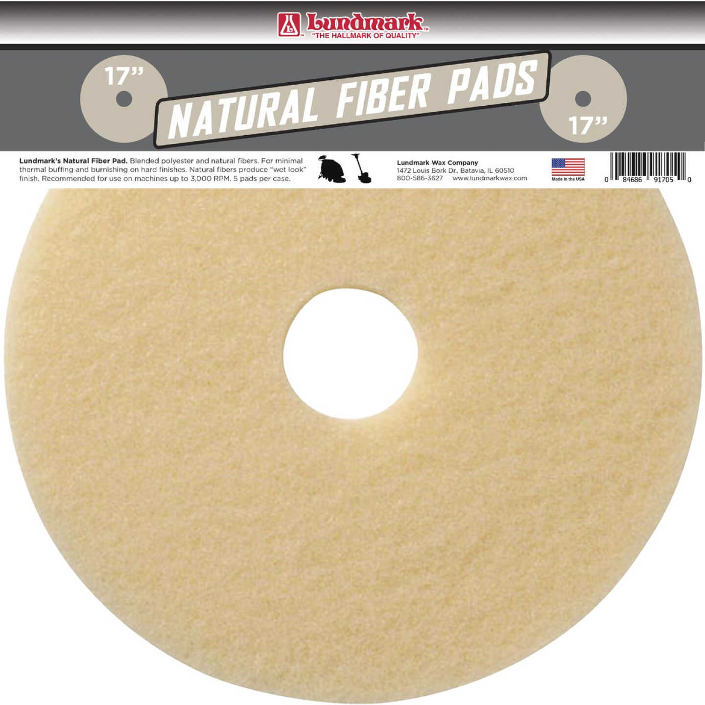 Lundmark 17 In. Natural Hair & Synthetic Fiber Buffing Pad (5-Pack) Image 1