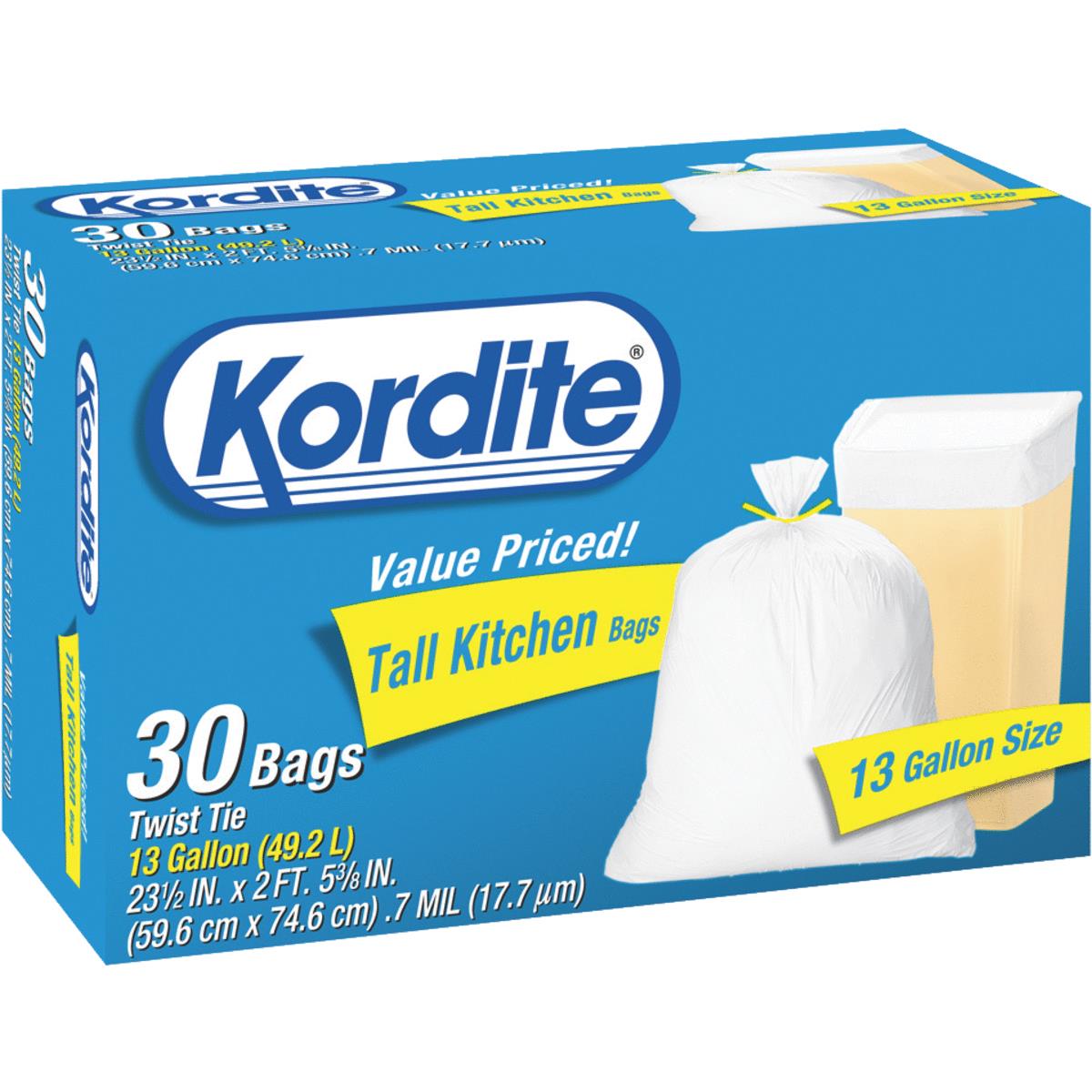 Kordite 13 Gal. Tall Kitchen White Trash Bag (30 Count)