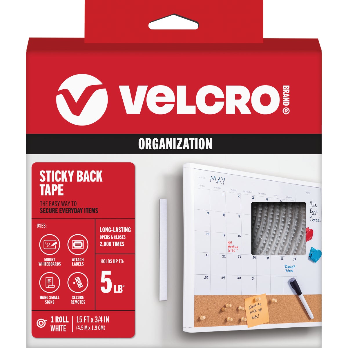 VELCRO Brand 3/4 In. x 15 Ft. White Sticky Back Reclosable Hook & Loop Roll