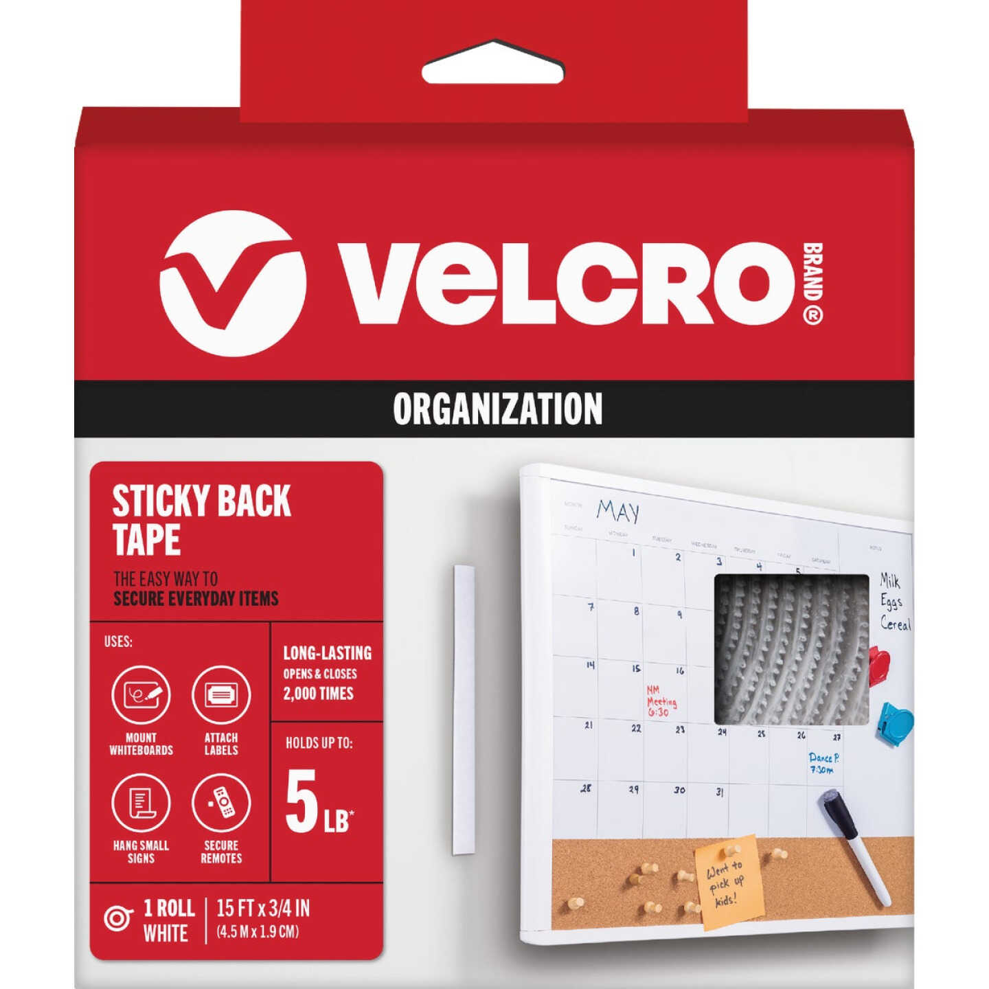 VELCRO Brand 3/4 In. x 15 Ft. White Sticky Back Reclosable Hook & Loop Roll Image 1