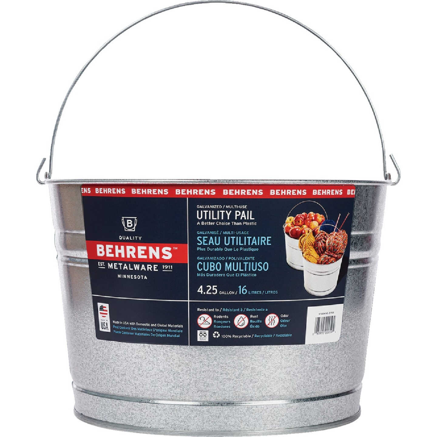 Behrens 4.25 Gal. Galvanized Steel Pail Image 1