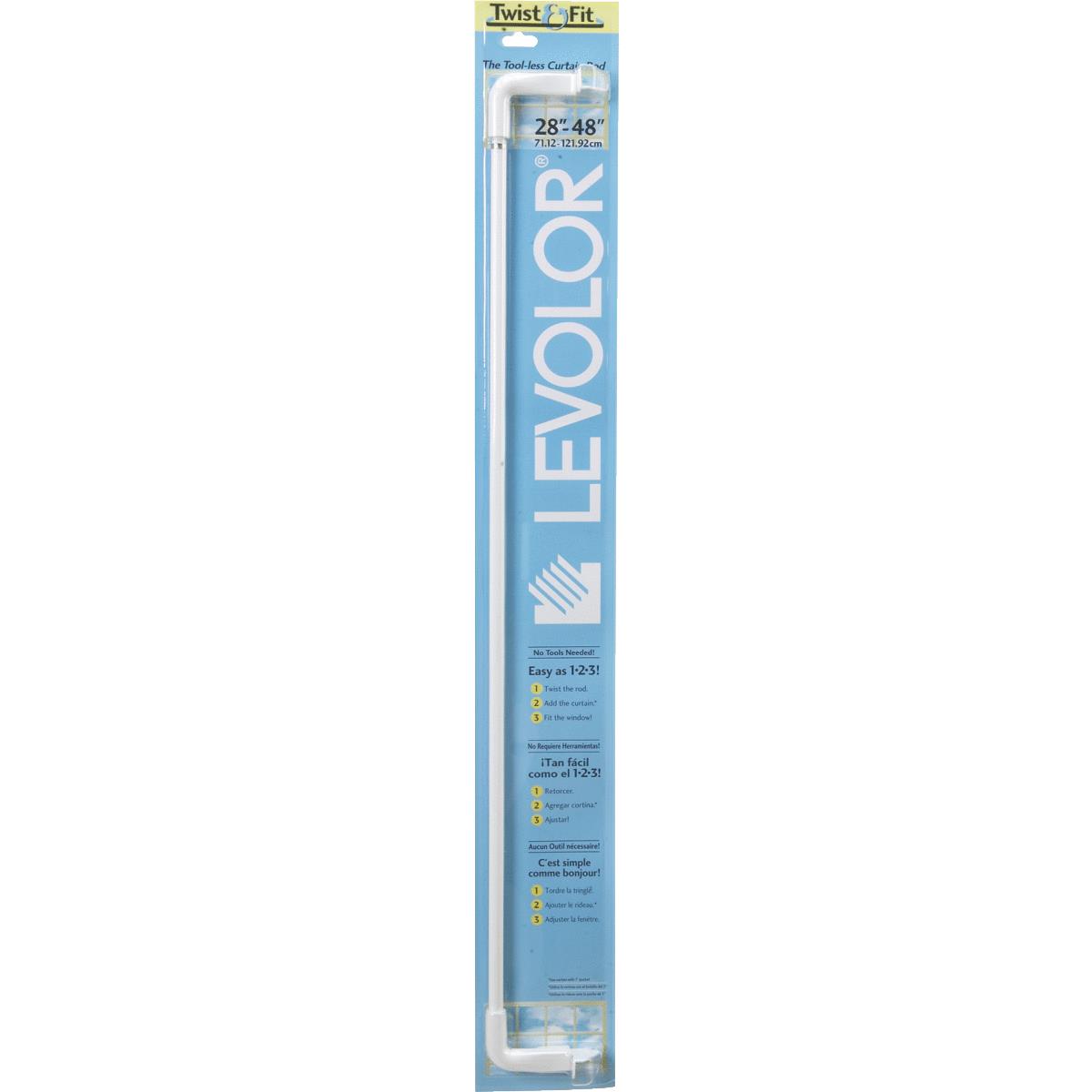 Levolor Twist & Fit 28 In. To 48 In. 1-1/2 In. Single White Curtain Rod