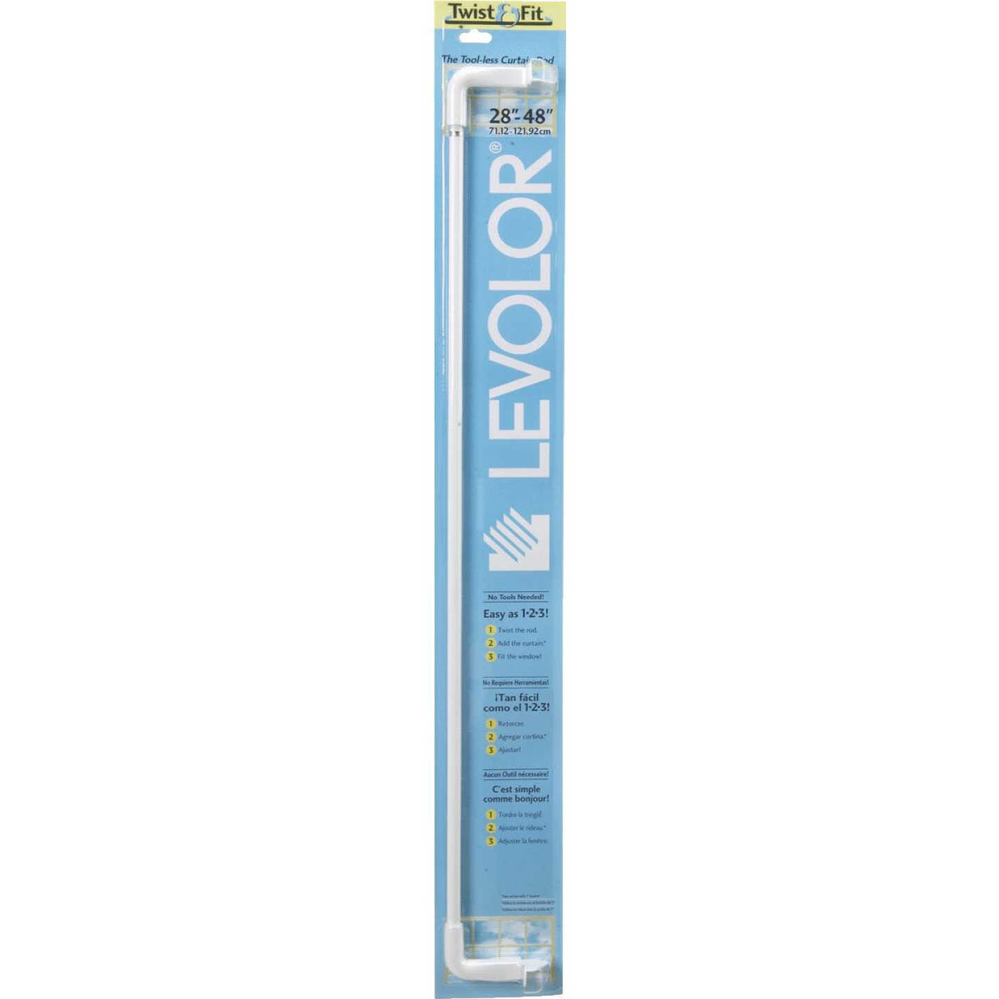 Levolor Twist & Fit 28 In. To 48 In. 1-1/2 In. Single White Curtain Rod Image 2