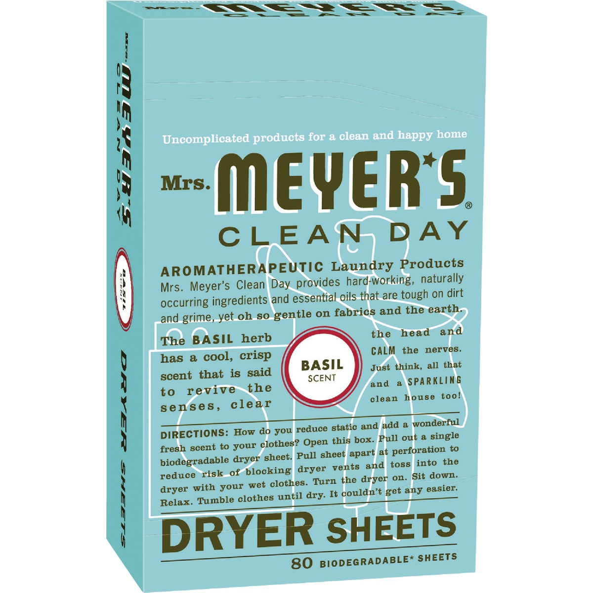 Mrs. Meyer's Clean Day Basil Dryer Sheet (80-Count)