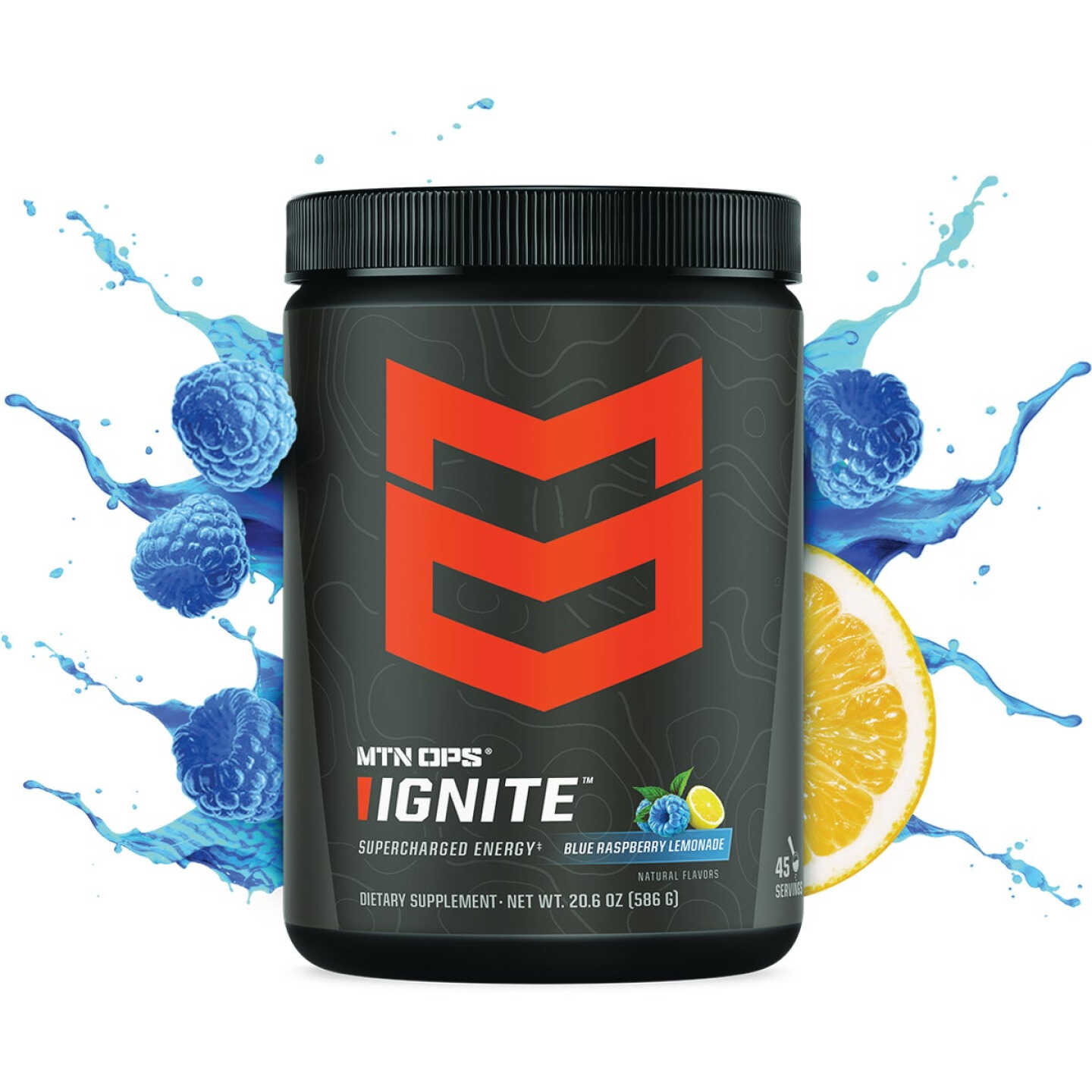 MTN OPS Ignite Blue Raspberry Scoop Energy Drink Mix Image 1