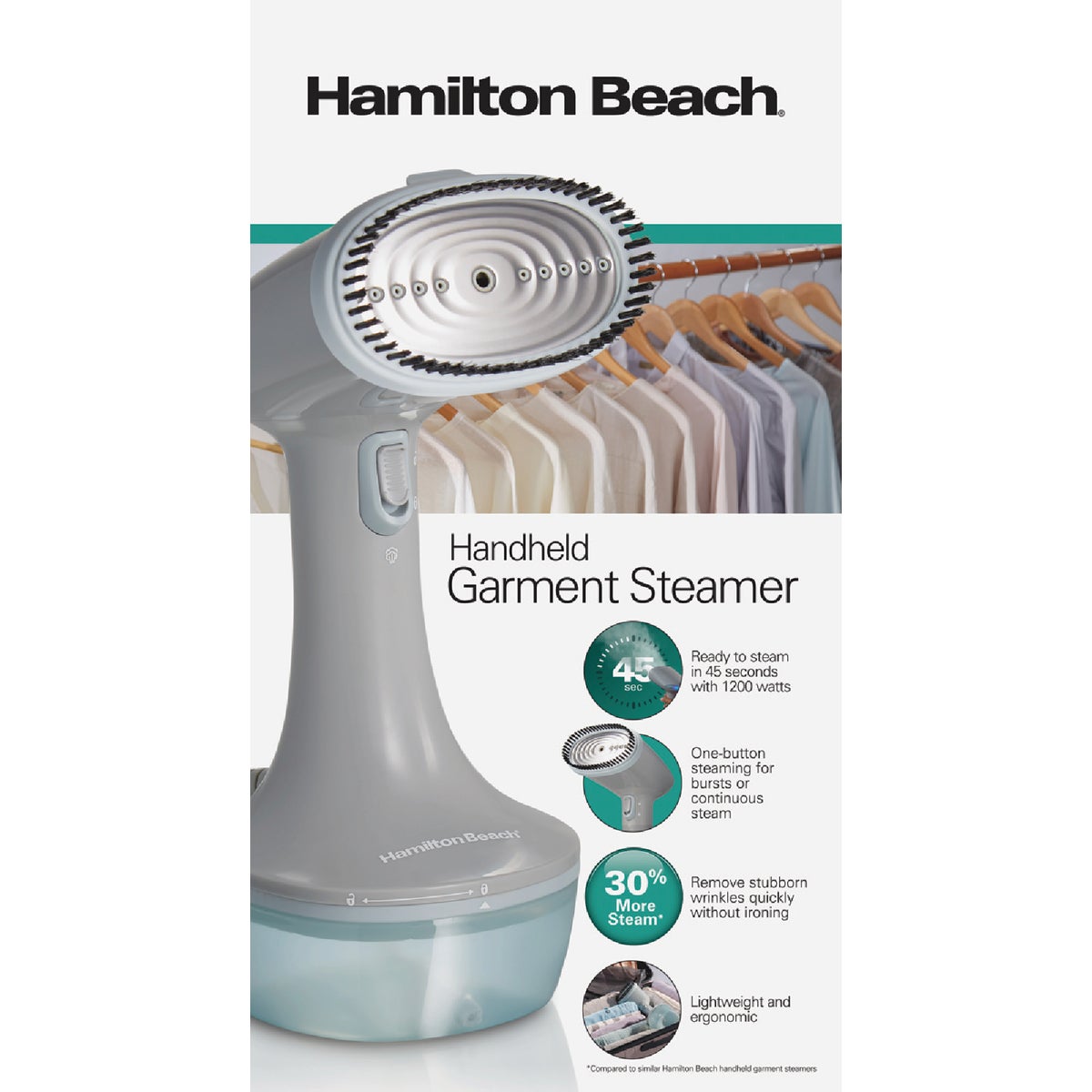 Hamilton Beach 1200W Gray Handheld Garment Steamer Image 2