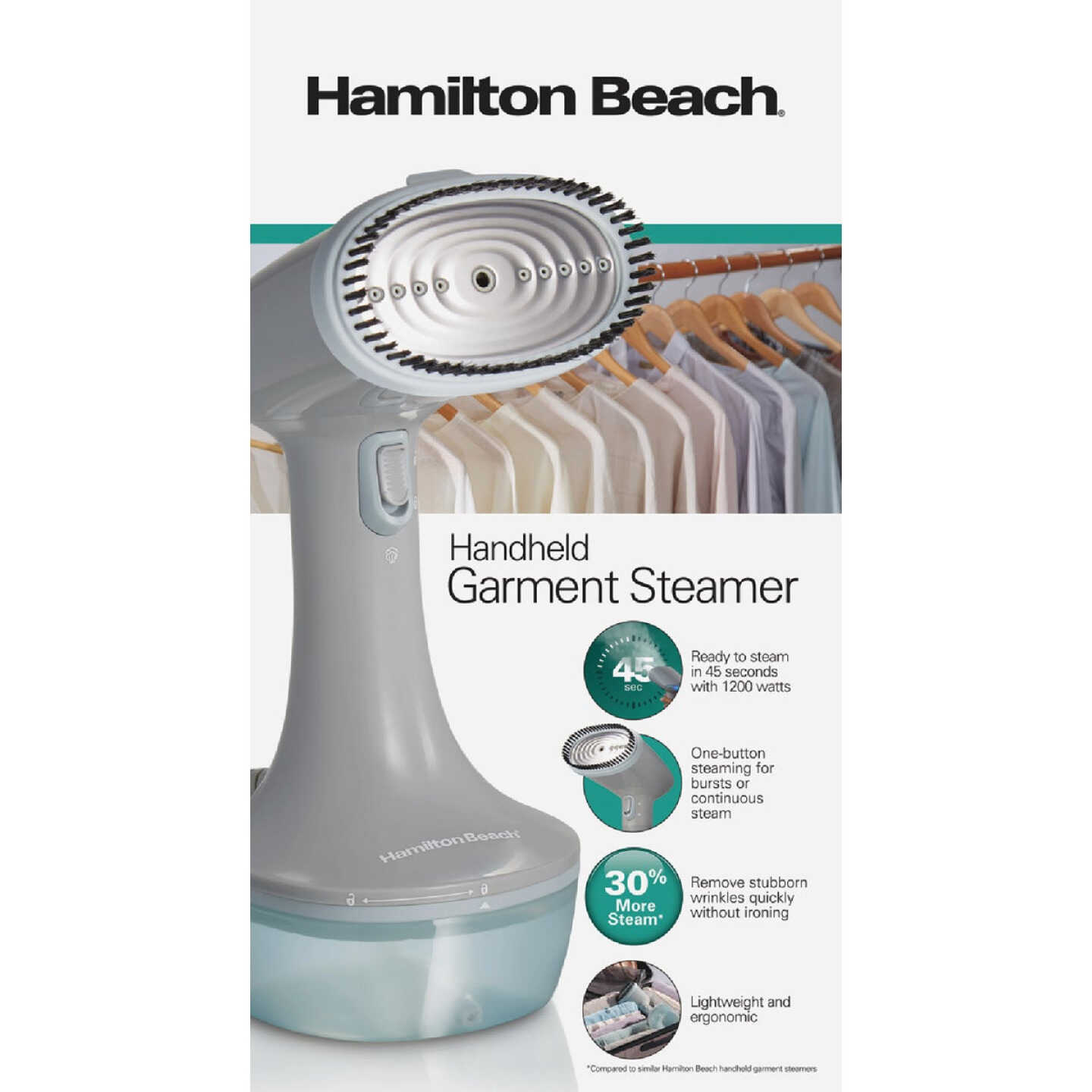 Hamilton Beach 1200W Gray Handheld Garment Steamer Image 2