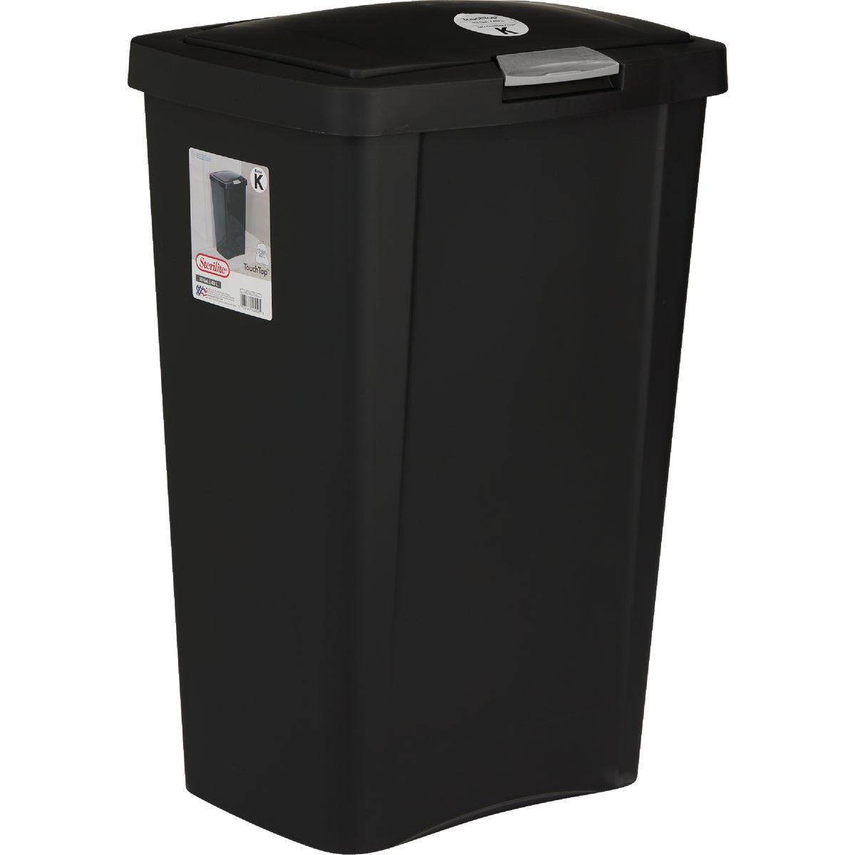 Sterilite 13 Gal. Black TouchTop Wastebasket Image 1