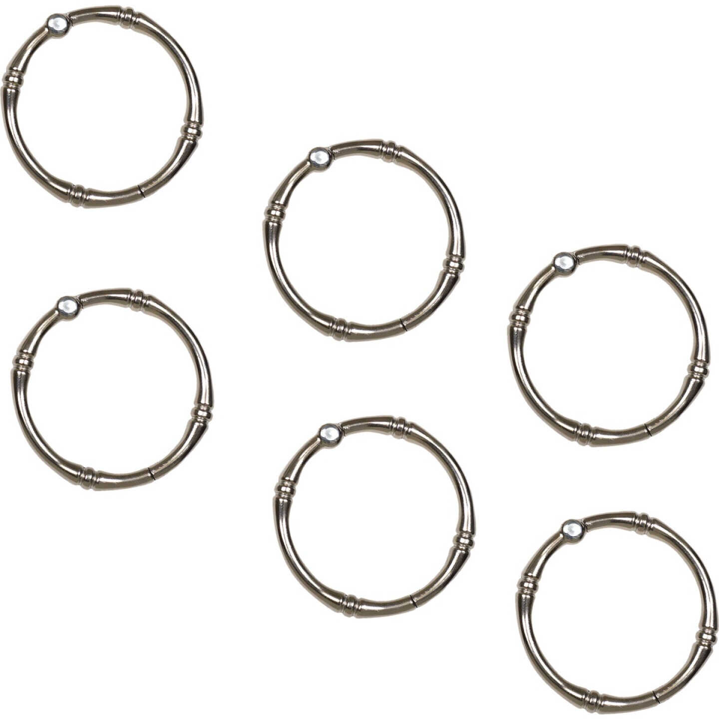 Zenna Home Rustproof Satin Nickel Shower Curtain Rings (12-Count) Image 1