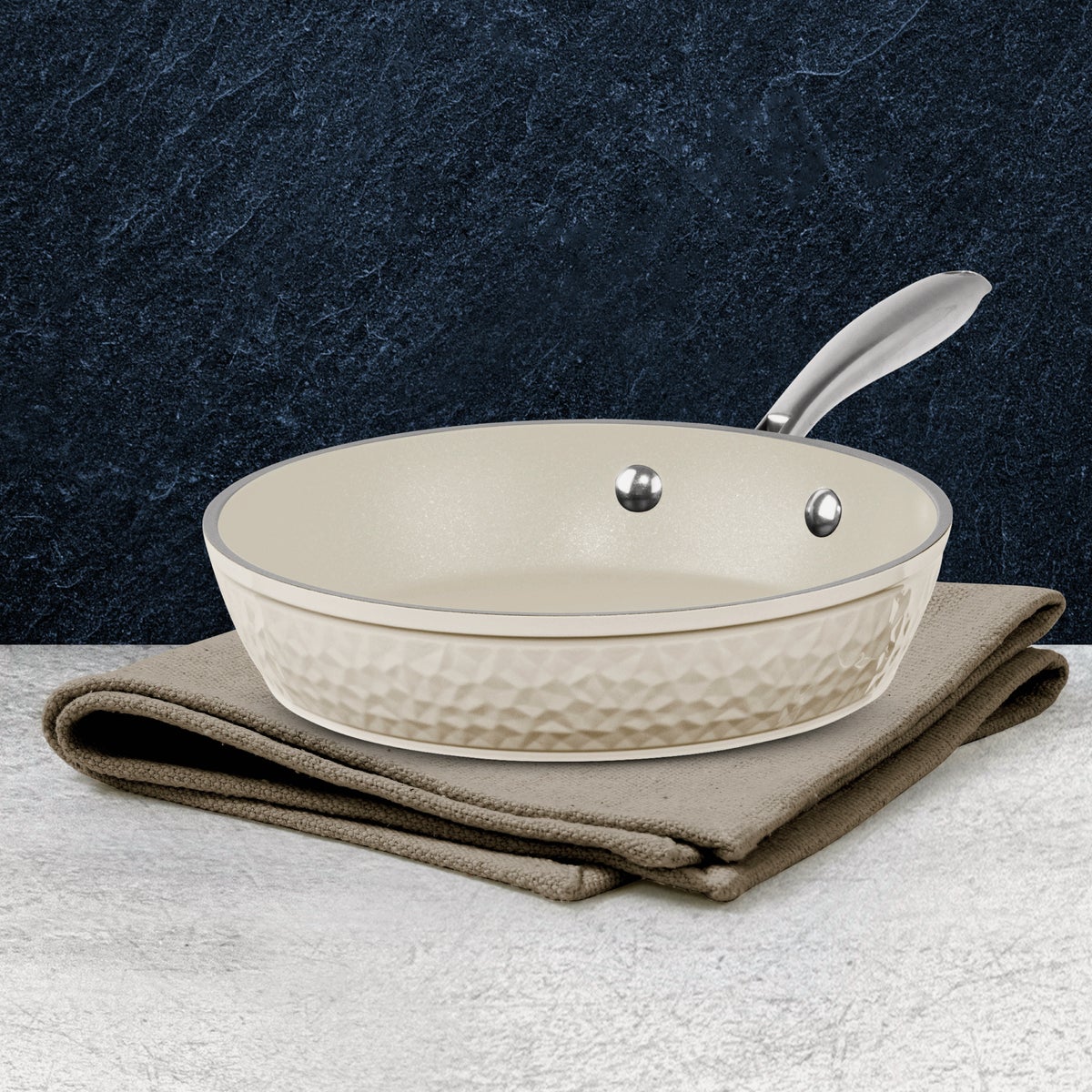 Gotham Steel 10 In. Hammered Cream Collection Fry Pan With Lid Image 2