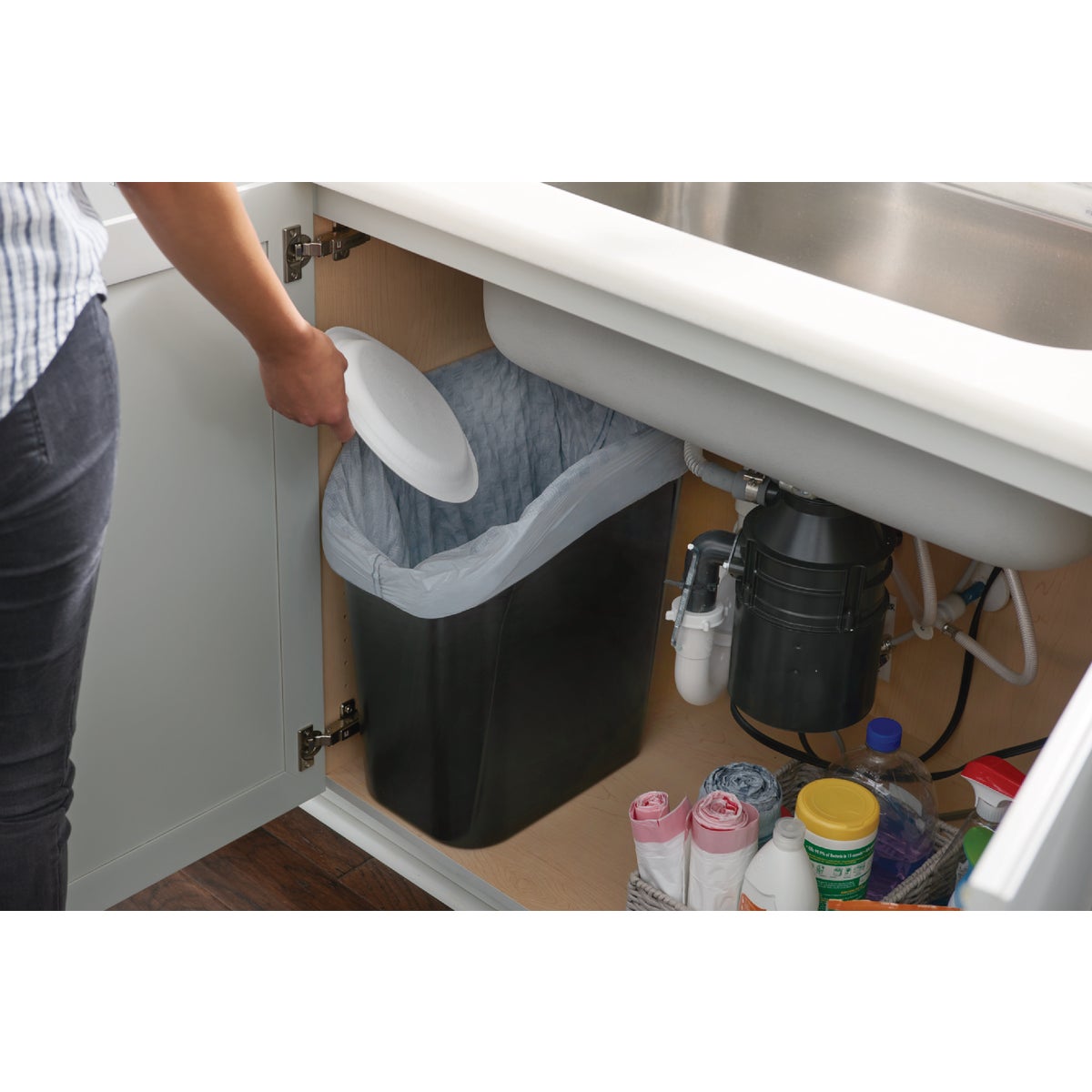 Rubbermaid 9.4 Gal. Black Undercounter Wastebasket Image 2