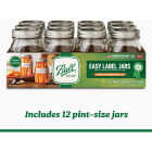 Ball 1 Pt. Easy-Label Regular Mouth Smooth-Sided Mason Jar (12-Count) Image 3