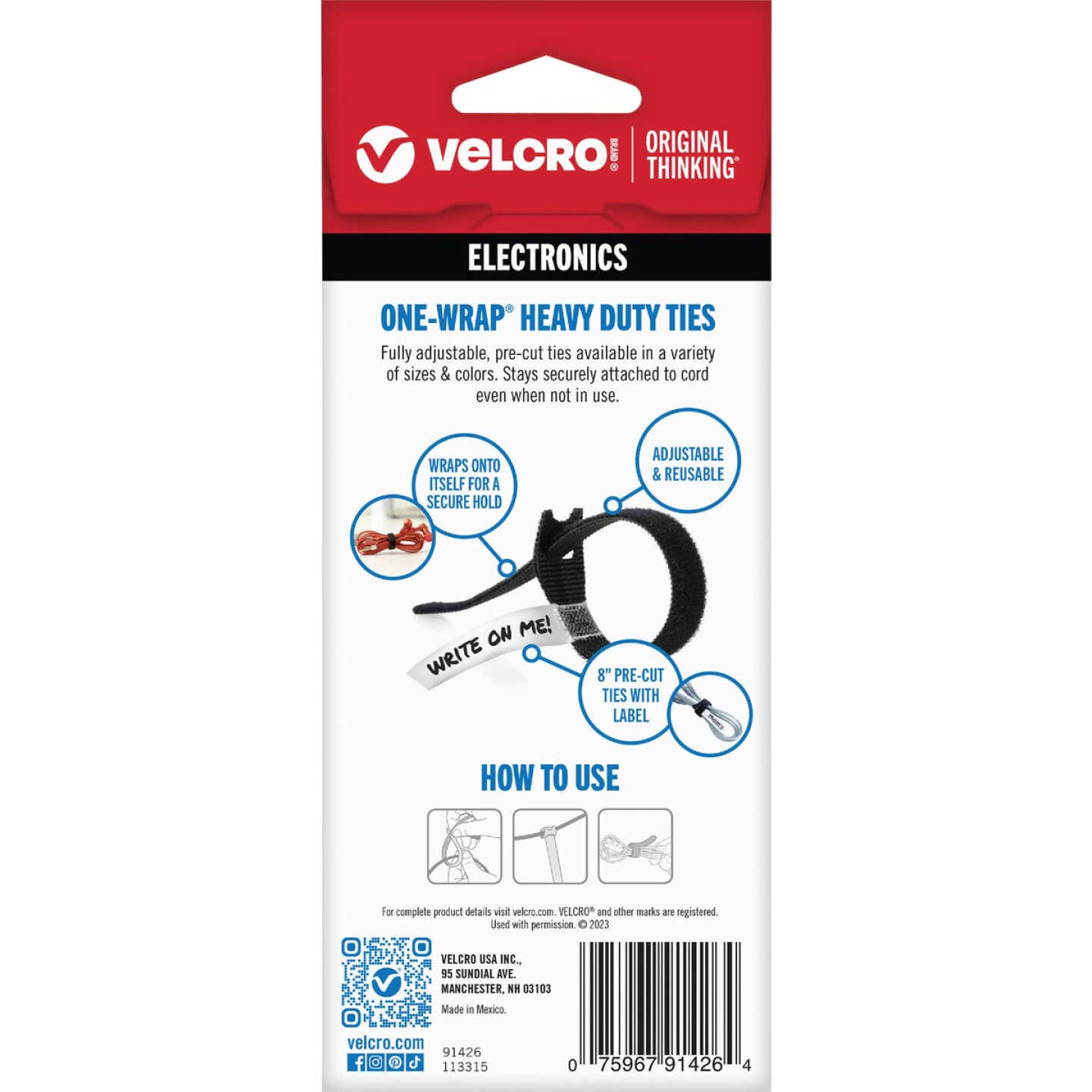 VELCRO Brand One-Wrap 1/2 In. x 8 In. Black Hook & Loop Tie (5 Ct.) Image 4