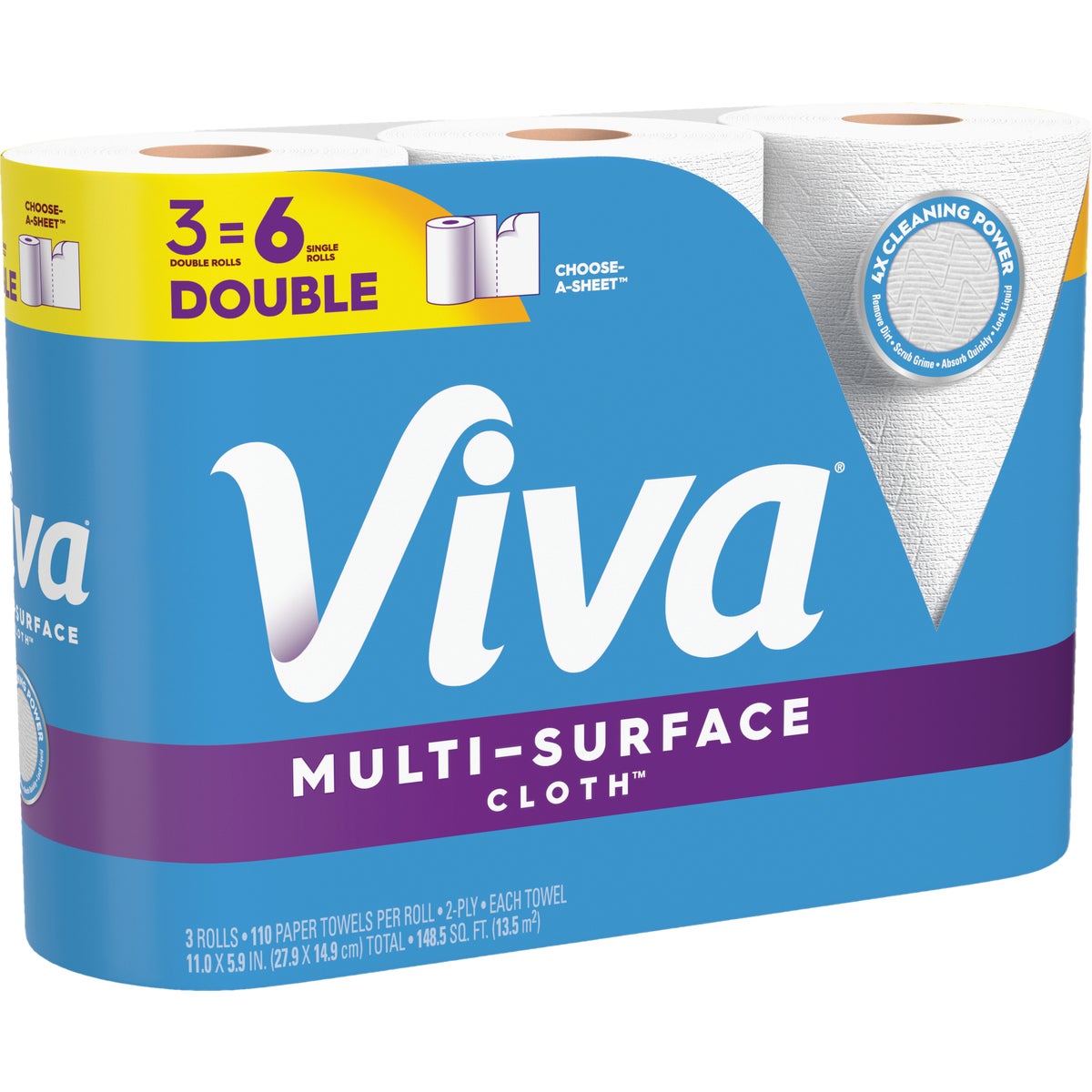Viva Multi-Surface Cloth Choose-A-Sheet Paper Towels (3 Double Rolls) Image 2