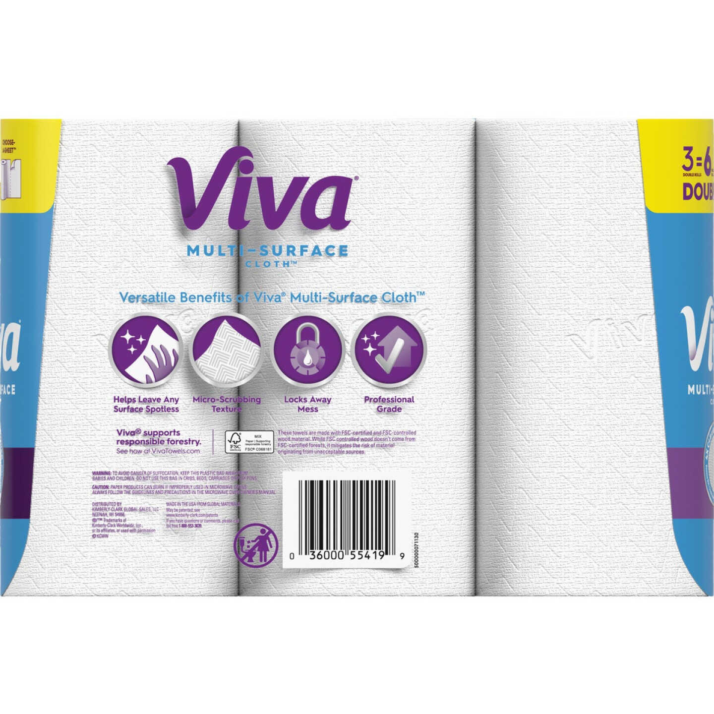 Viva Multi-Surface Cloth Choose-A-Sheet Paper Towels (3 Double Rolls) Image 4