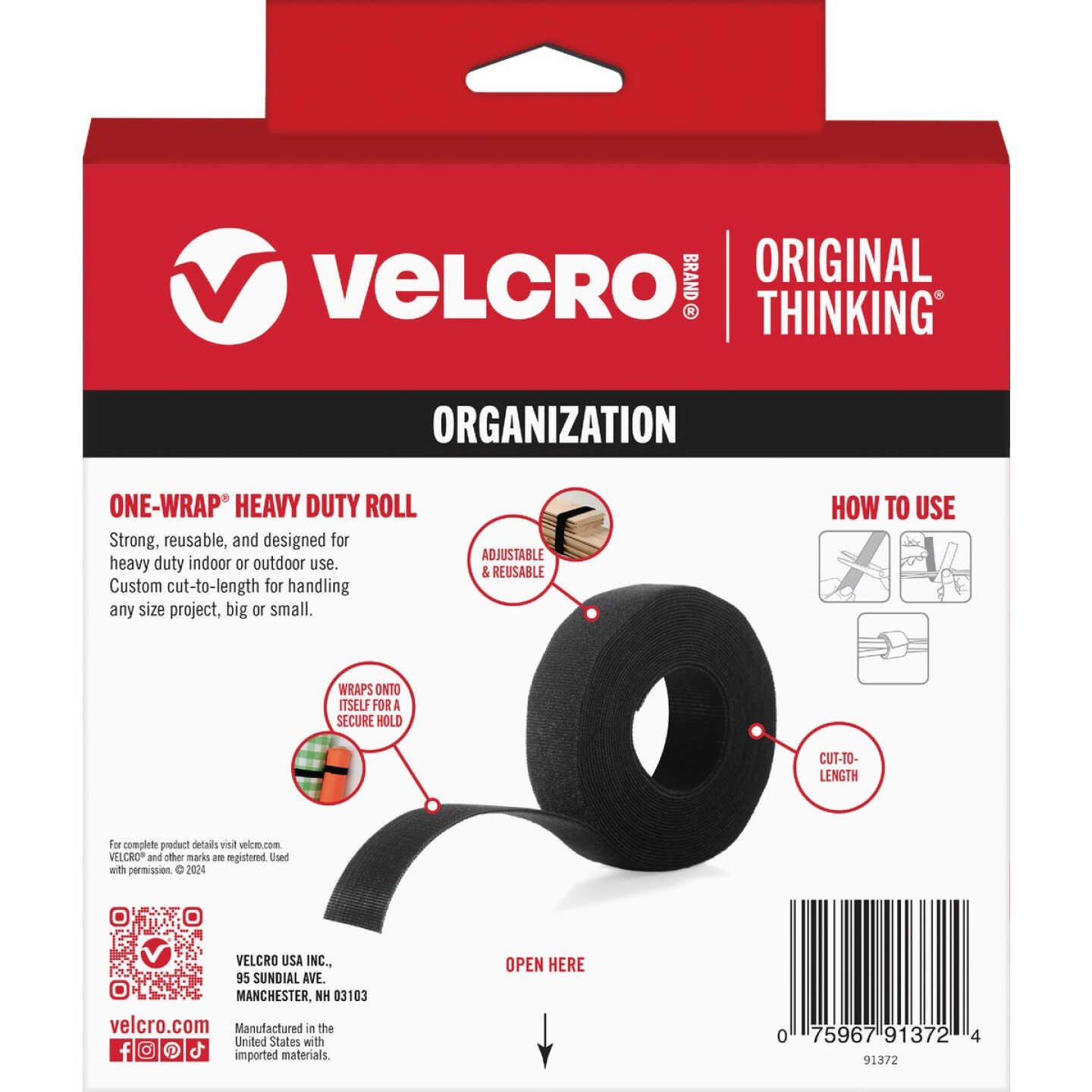 VELCRO Brand One-Wrap 1-1/2 In. x 30 Ft. Black Multi-Use Hook & Loop Roll Image 4