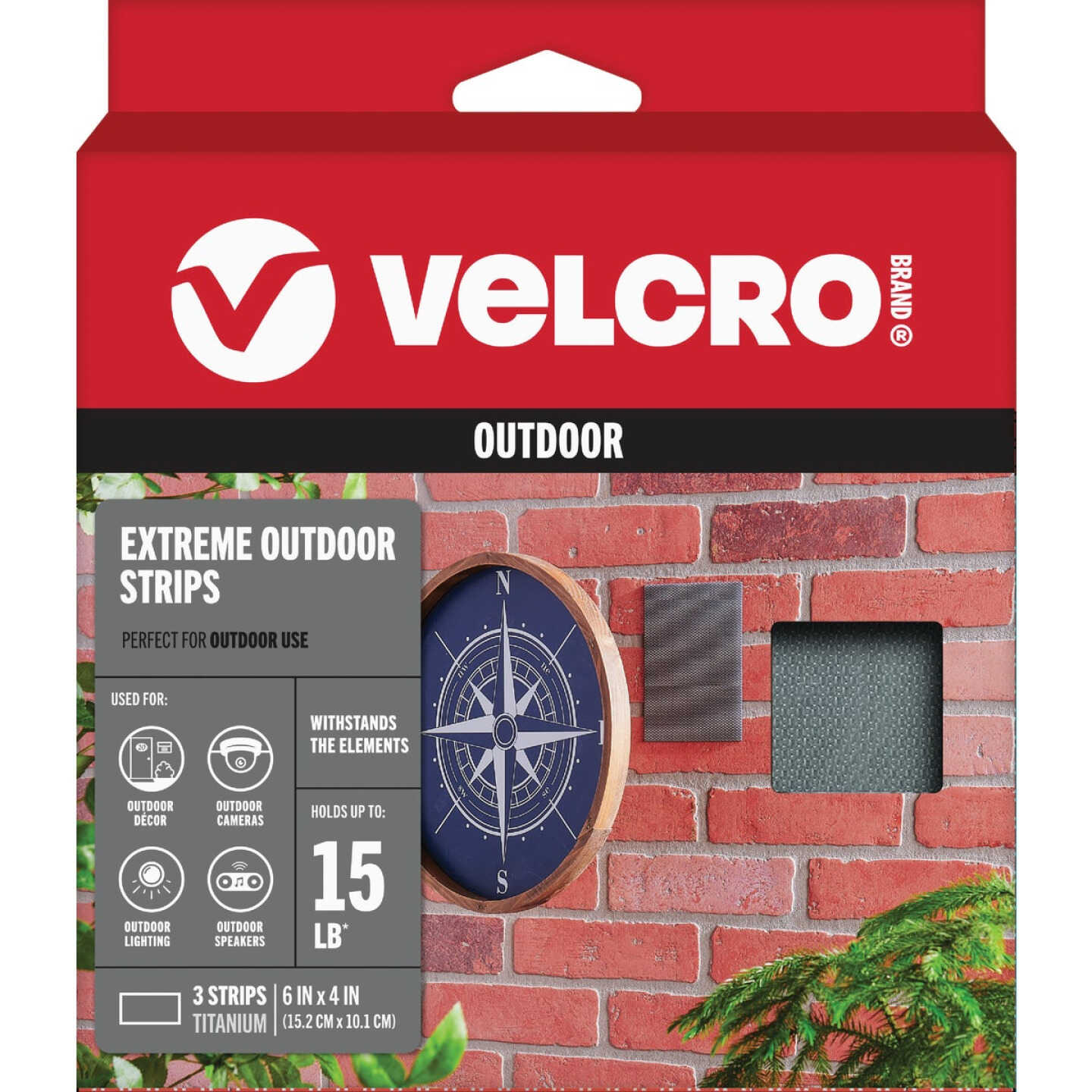 VELCRO Brand Industrial Strength Extreme Black 4 In. x 6 In. Adhesive Hook & Loop Strip (3 Ct.) Image 1