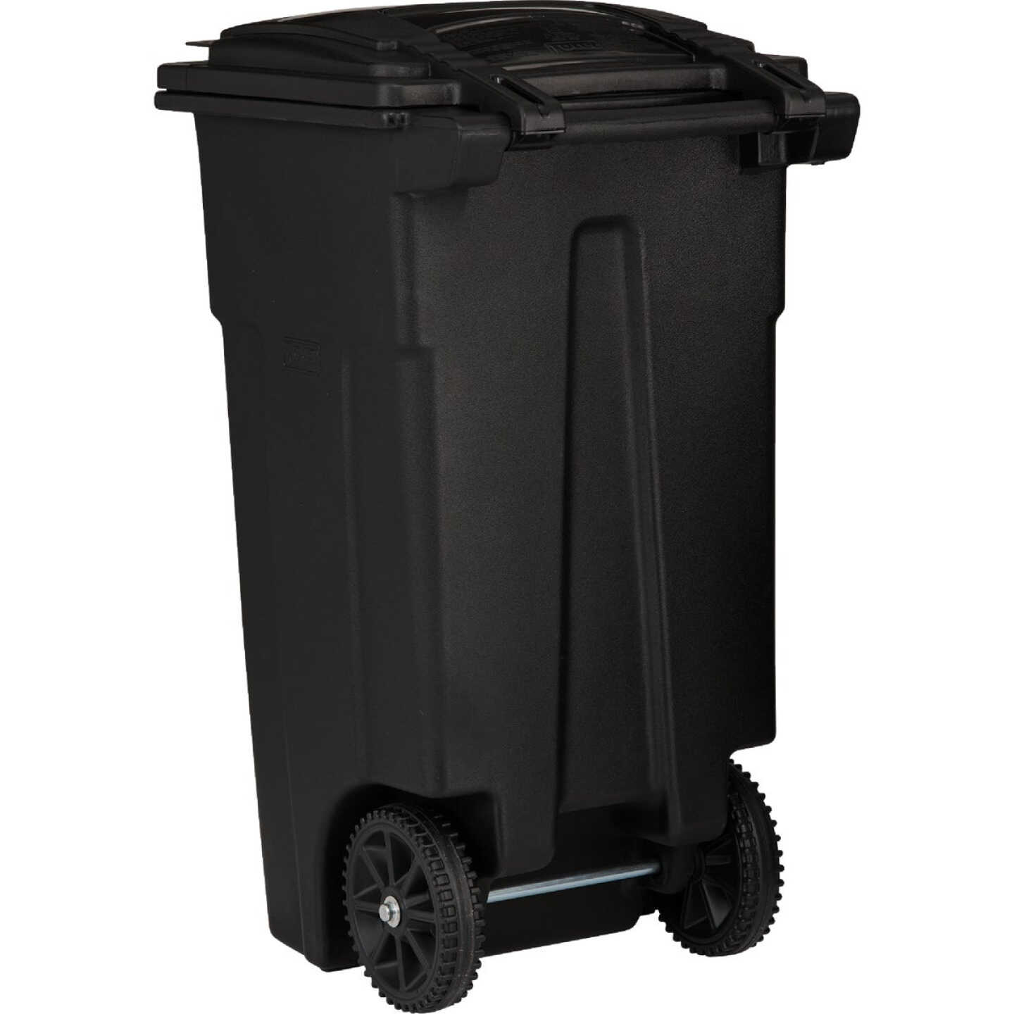 Toter 32 Gal. Black Outdoor Trash Can With Attached Lid and Wheels Image 4
