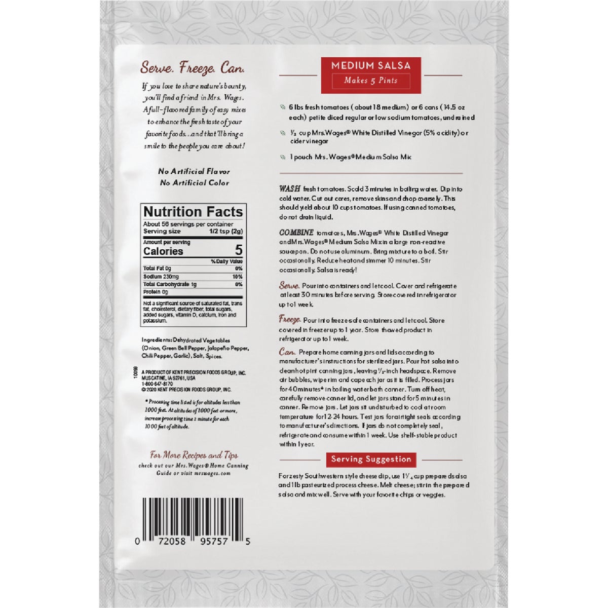 Mrs. Wages 4 Oz. Medium Salsa Tomato Mix Image 2