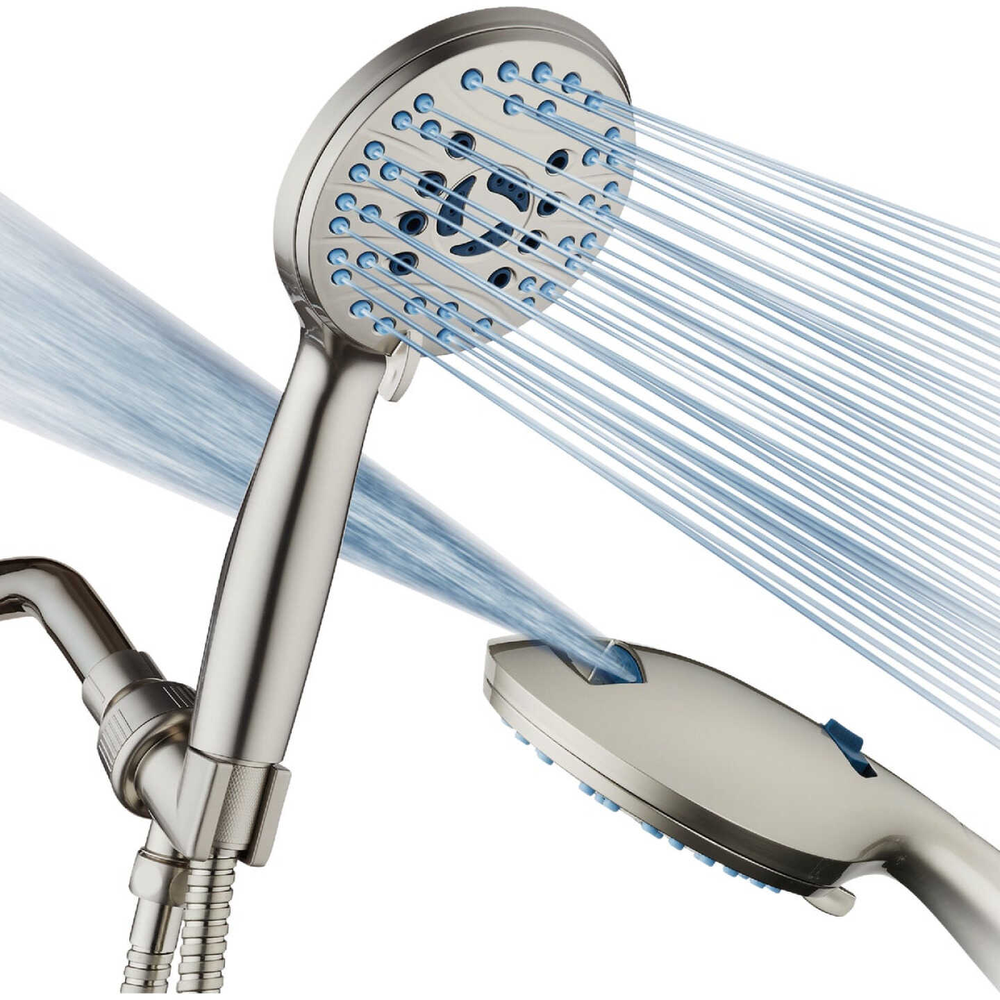 AquaCare Brushed Nickel 6-Setting Handheld Shower Head Image 1