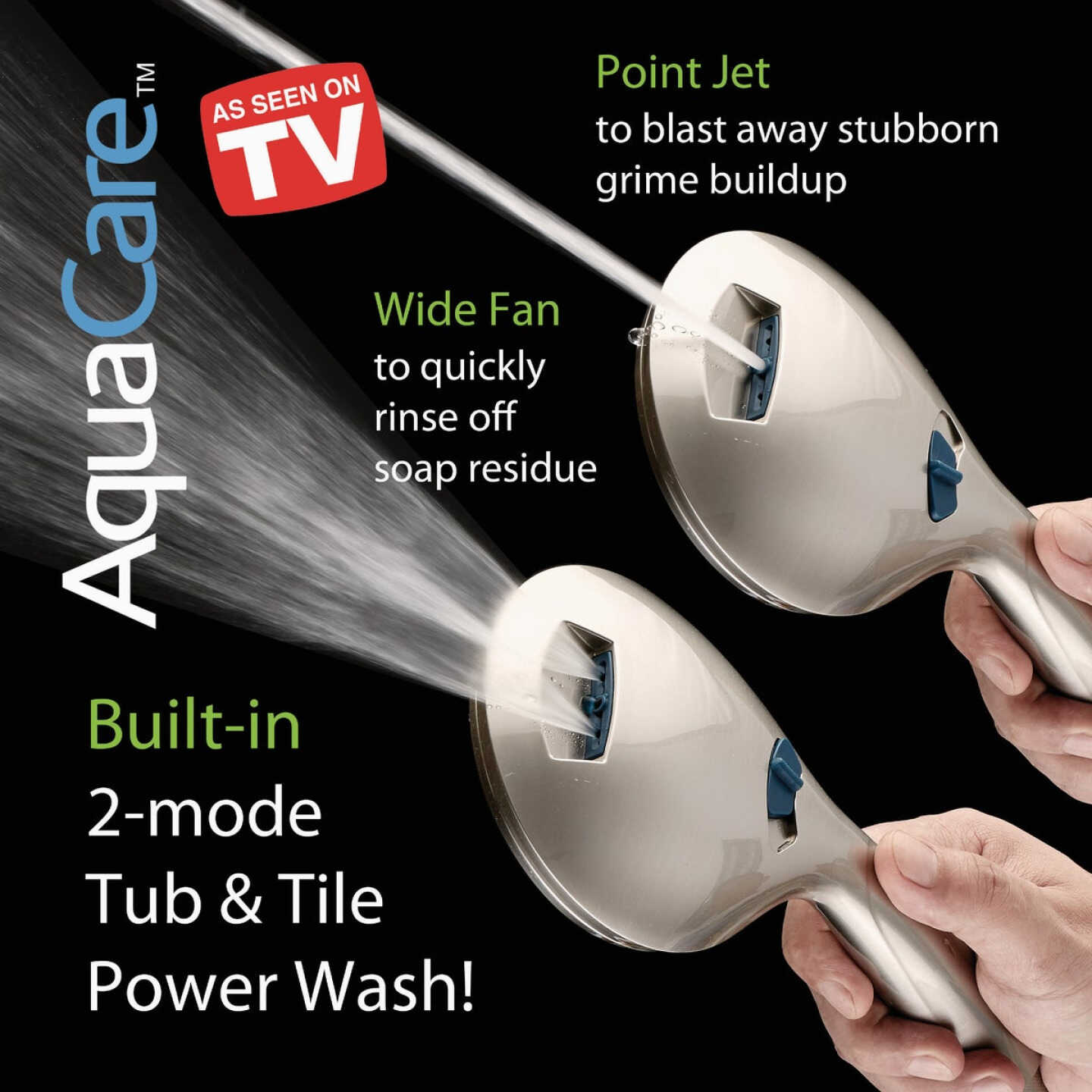 AquaCare Brushed Nickel 6-Setting Handheld Shower Head Image 2