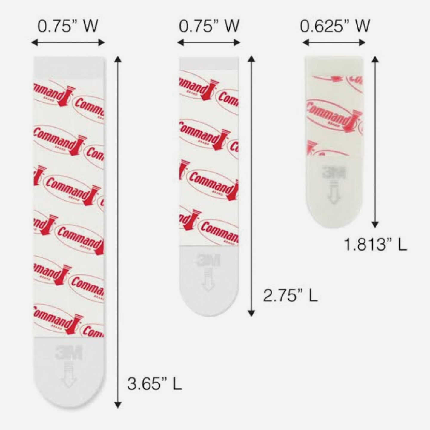 Command Assorted Adhesive Strips, White, 8 Small, 4 Medium, 4 Large Strips Image 7