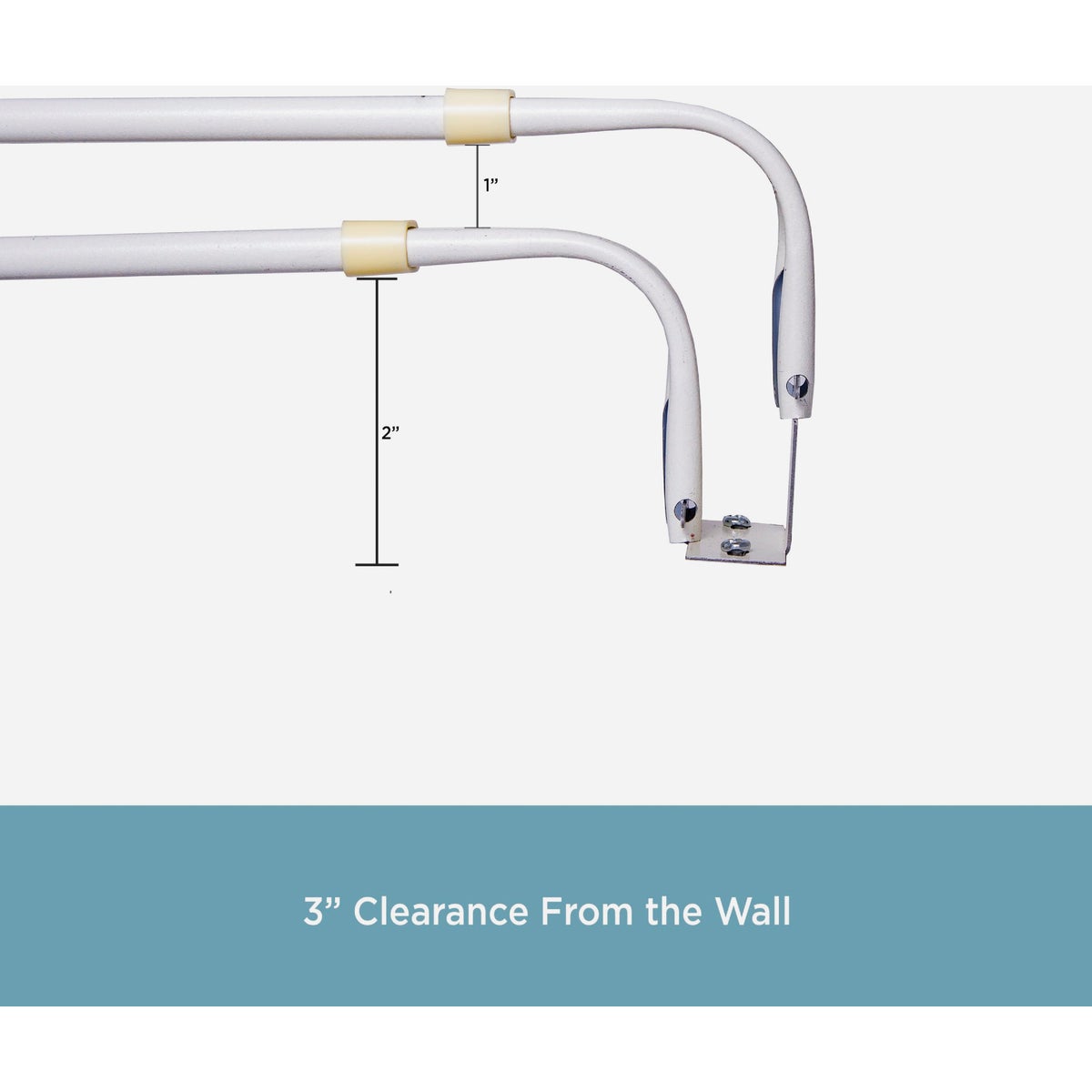 Kenney 48 In. To 86 In. Double White Curtain Rod Image 9