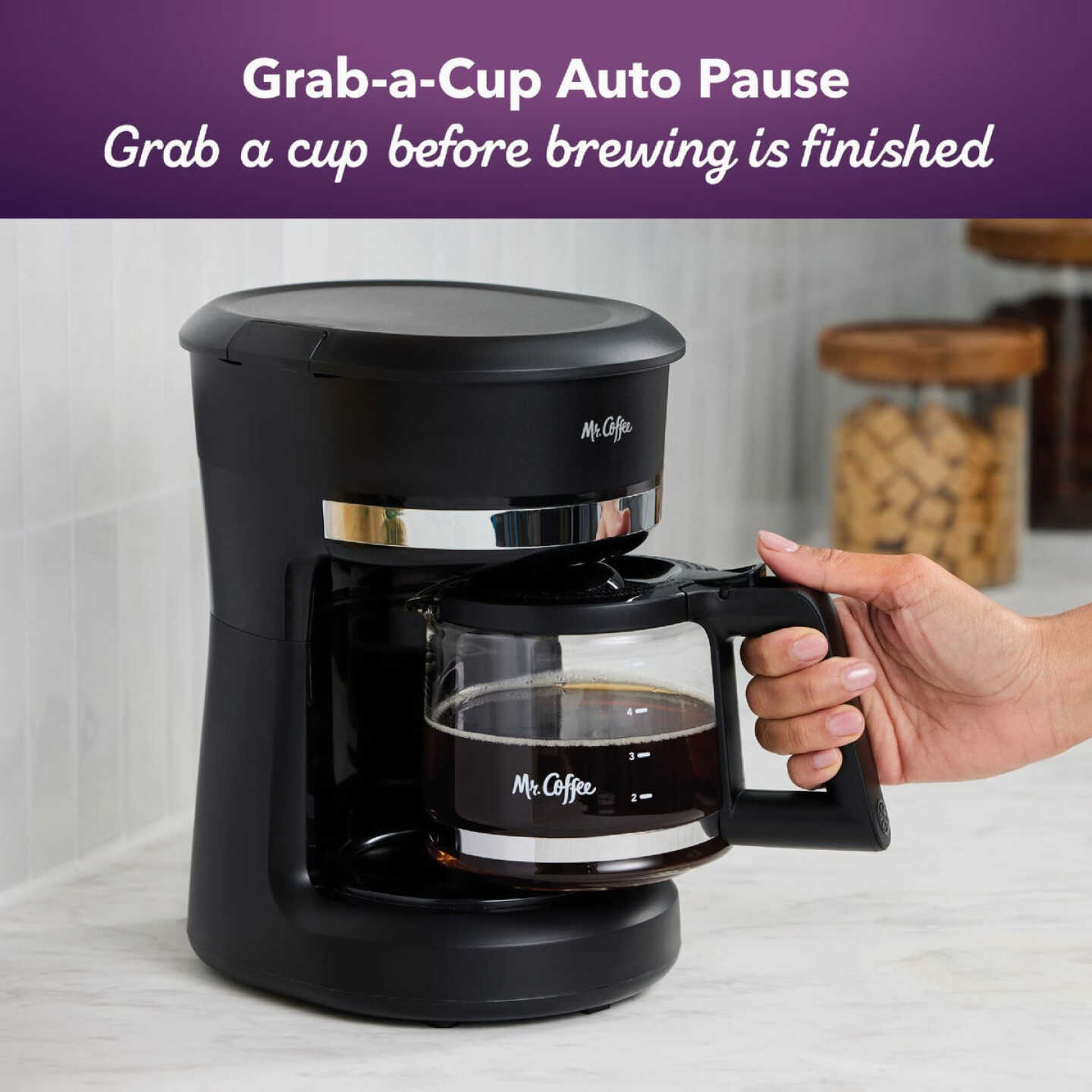 Mr. Coffee Mini Brew Switch Coffee Maker, 5-Cup Coffee Maker, Black Image 4