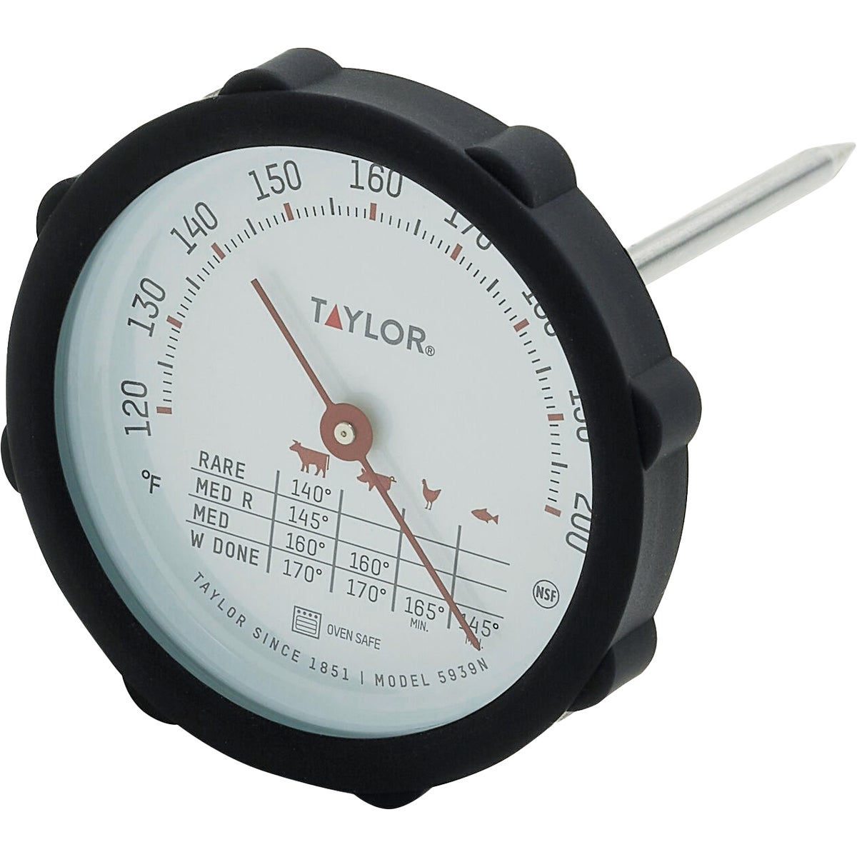 Taylor Black Rim Silicone Bumper Dial Meat Thermometer