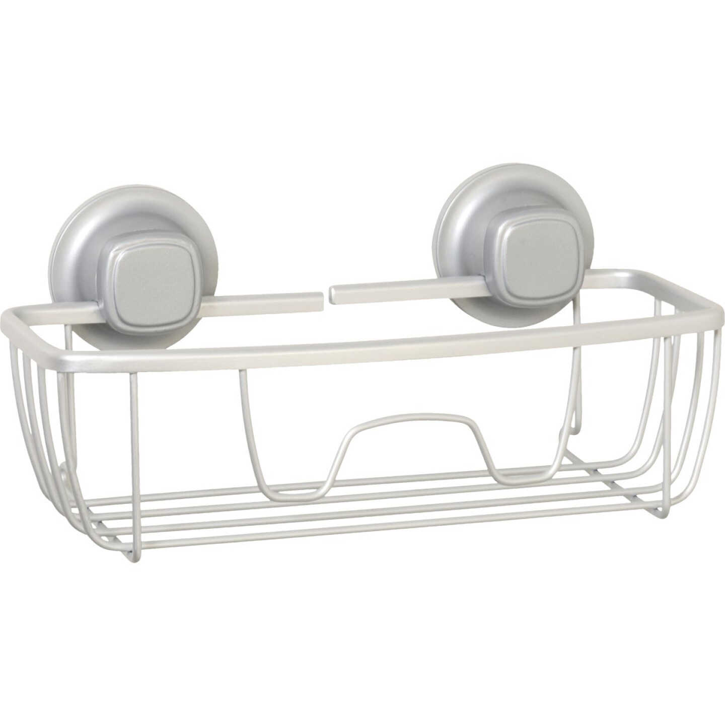 Zenna Home Rustproof Satin Chrome Power Grip Pro Adhesive/Suction Storage Basket Image 1