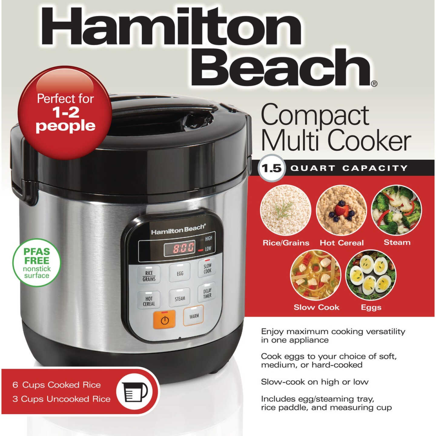 Hamilton Beach 1.5 Qt. Compact Digital Multi Cooker - Stainless Steel Image 2