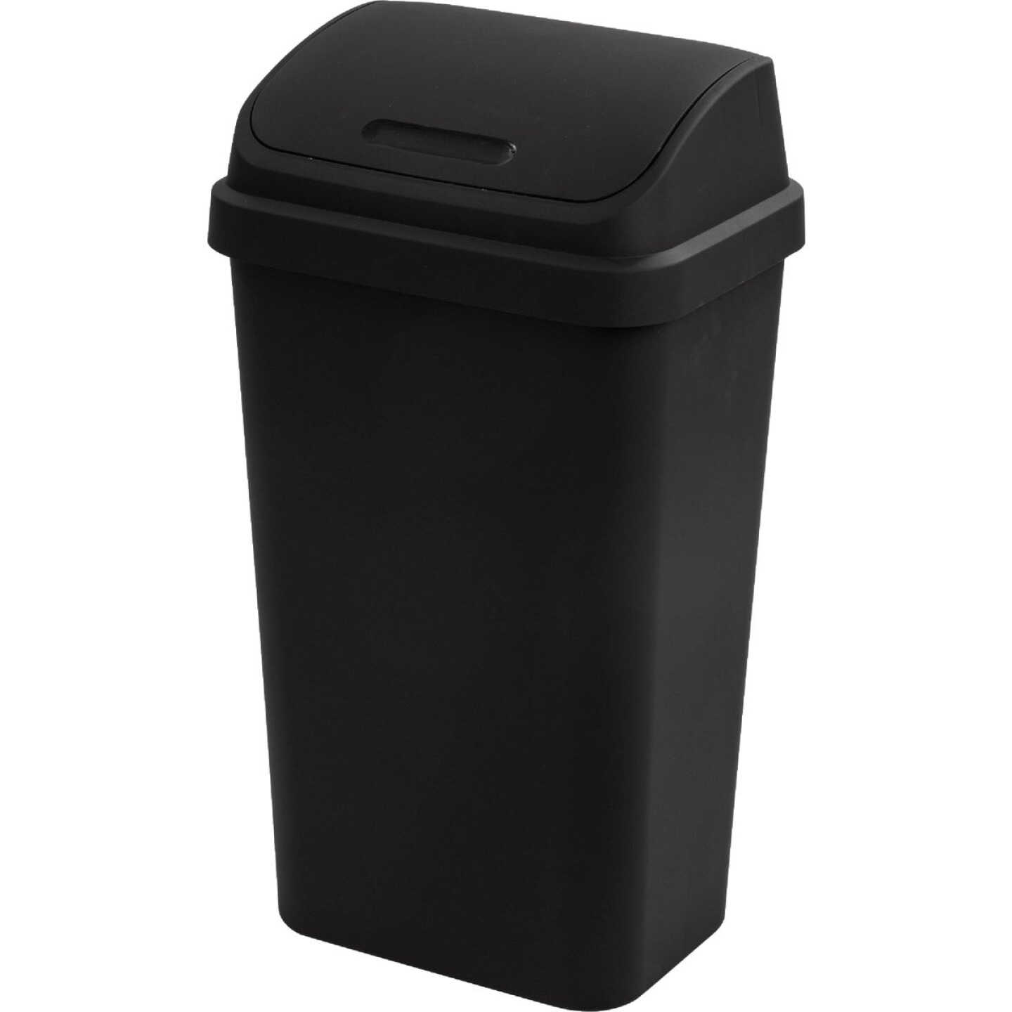 Sterilite 13 Gal. Black Swing Top Wastebasket Image 1