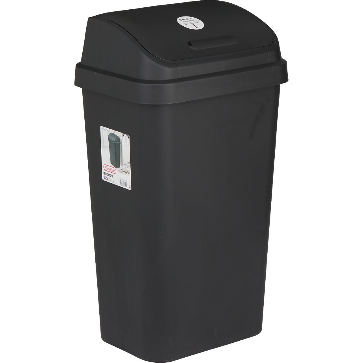 Sterilite 13 Gal. Black Swing Top Wastebasket Image 4
