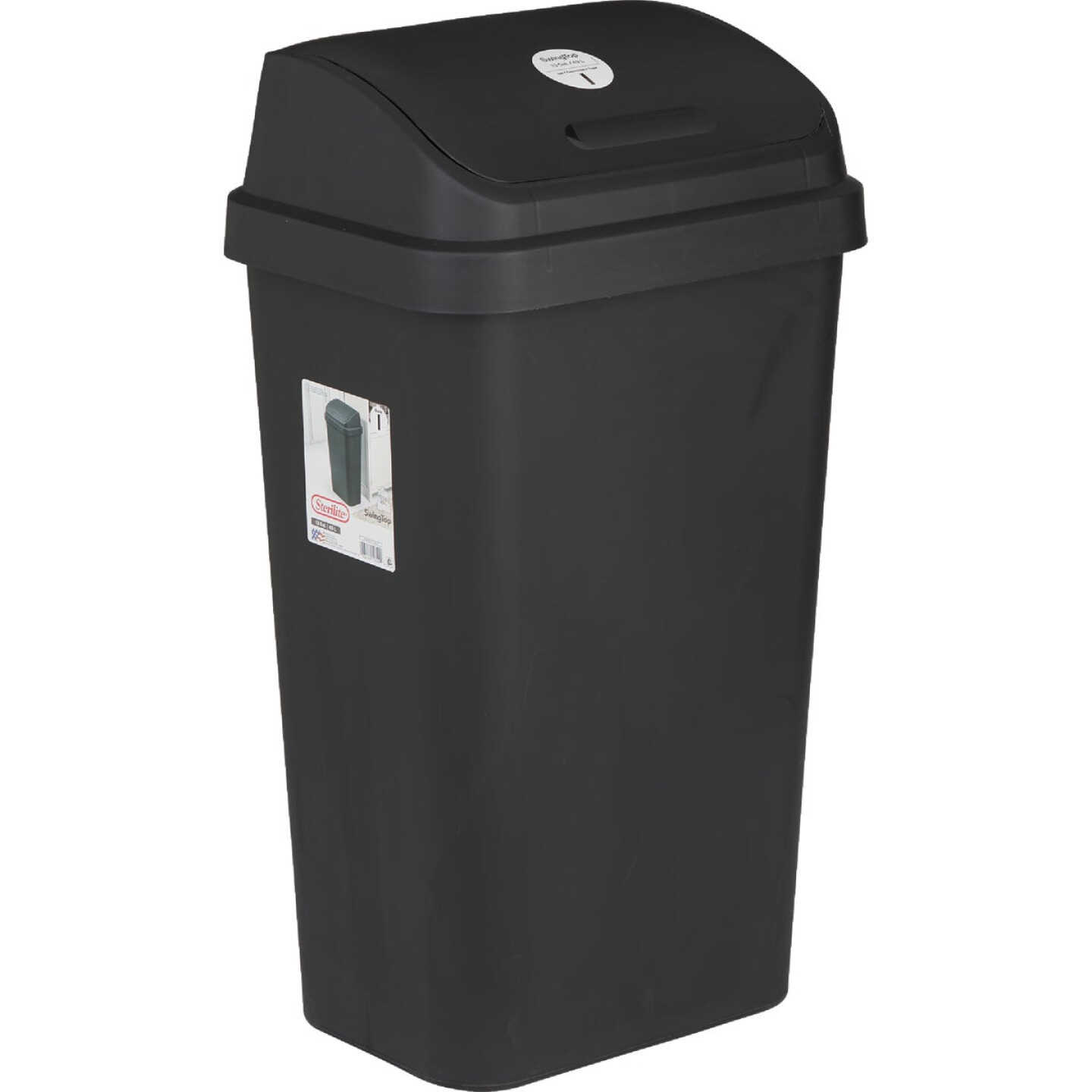 Sterilite 13 Gal. Black Swing Top Wastebasket Image 4