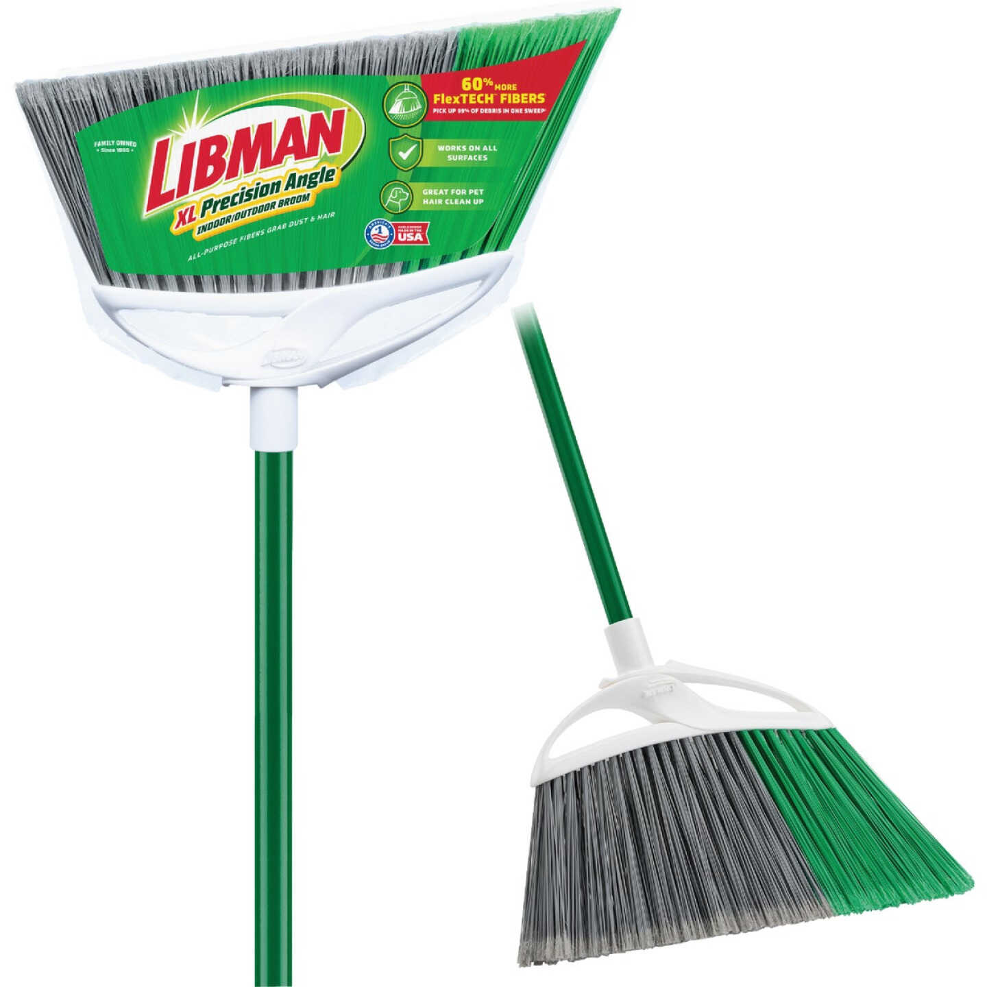 Libman 16 In. W. x 55 In. L. Steel Handle Extra Large Precision Angle Broom Image 1