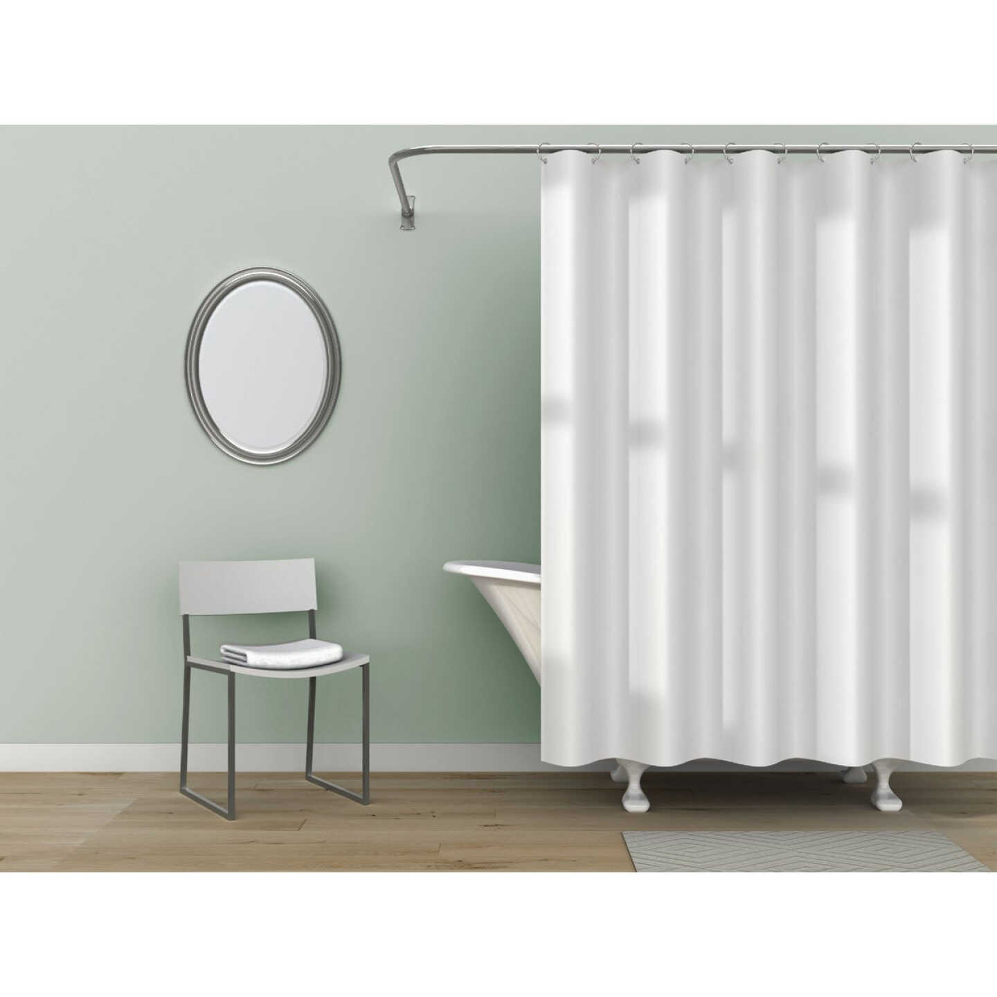 Zenith Zenna Home 70 In. x 72 In. White Lightweight PEVA Shower Curtain Liner Image 3