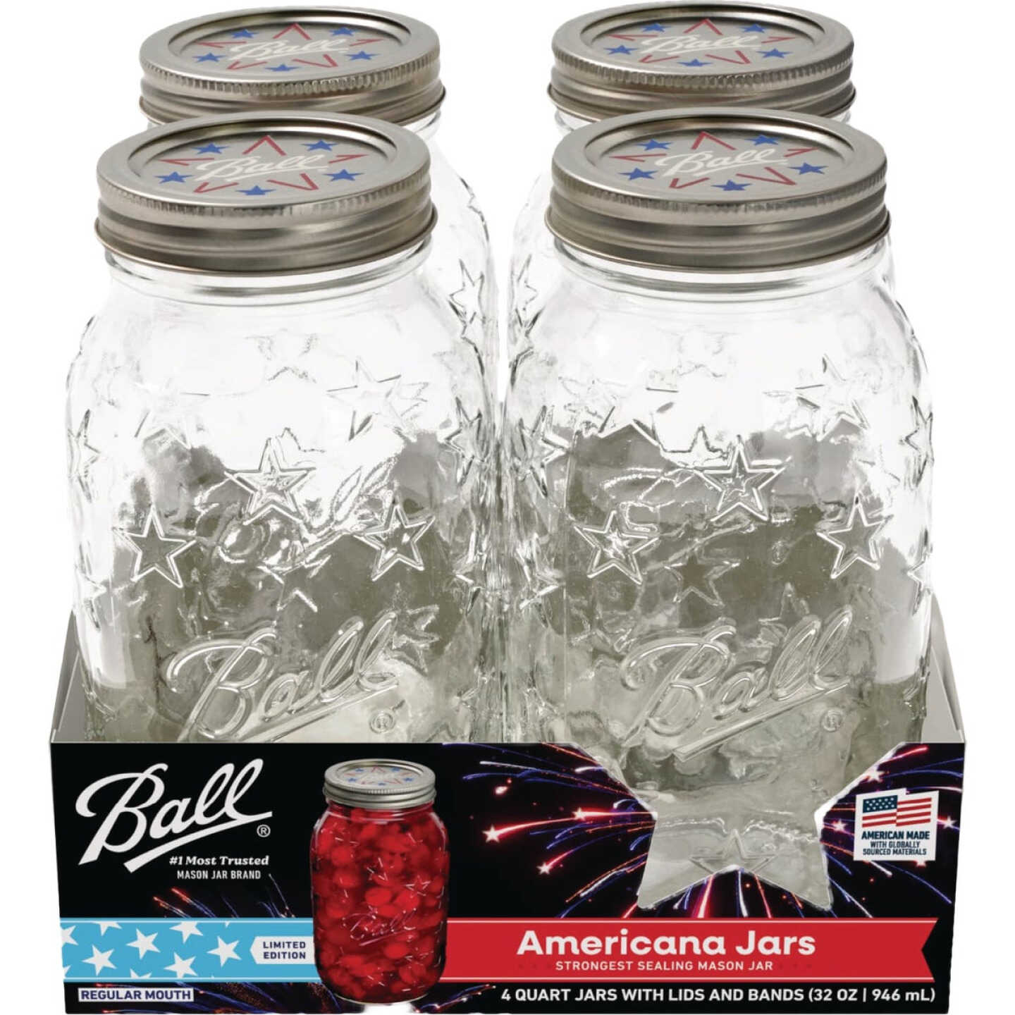 Ball 32 Oz. Limited Edition Americana Regular Mouth Quart Mason Jar (4-Pack) Image 7