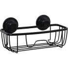Zenna Home Rustproof Matte Black Power Grip Pro Adhesive/Suction Shower Storage Basket Image 1