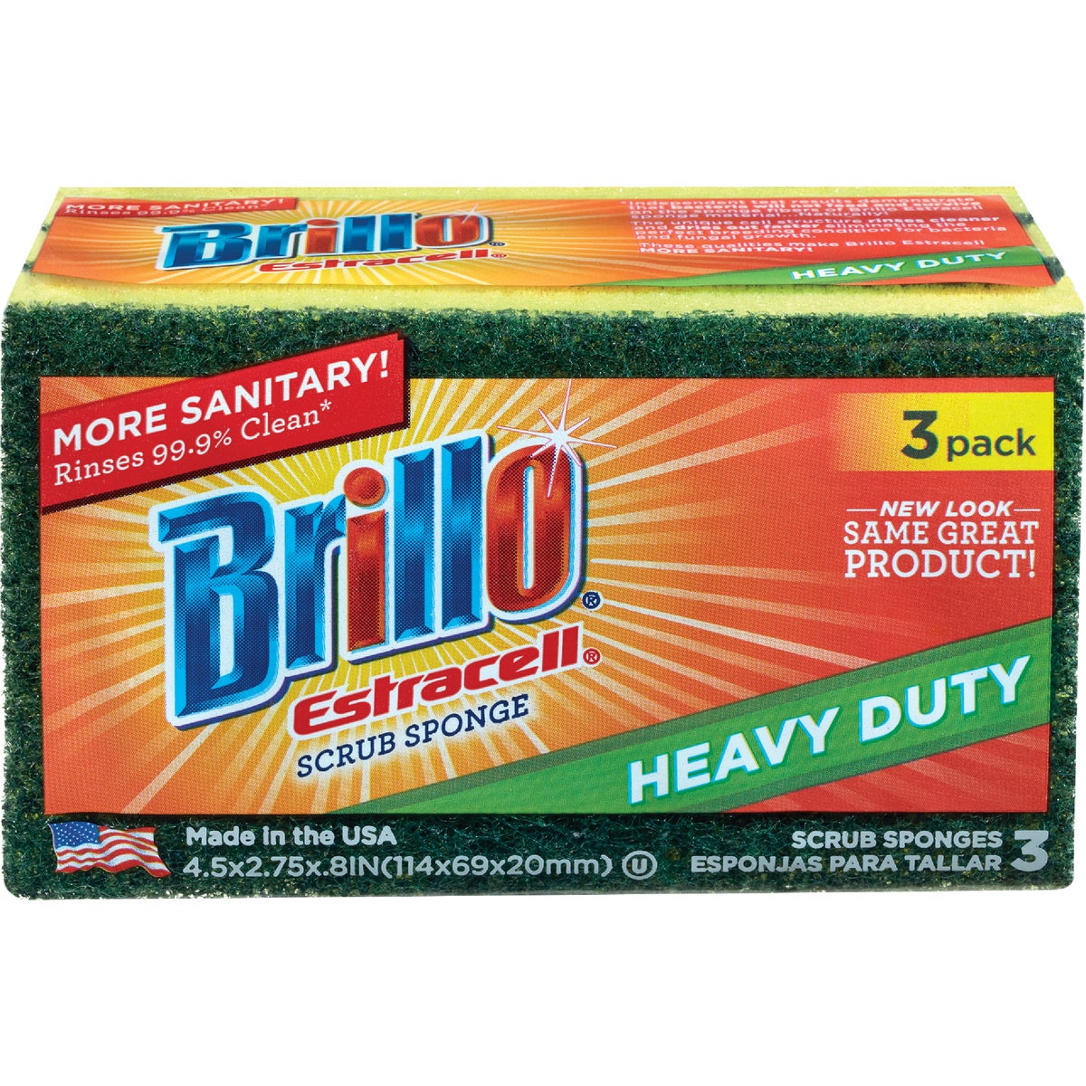 Brillo Estracell 4.5 In. x 2.75 In. Heavy Duty Sponge (3-Count) Image 2
