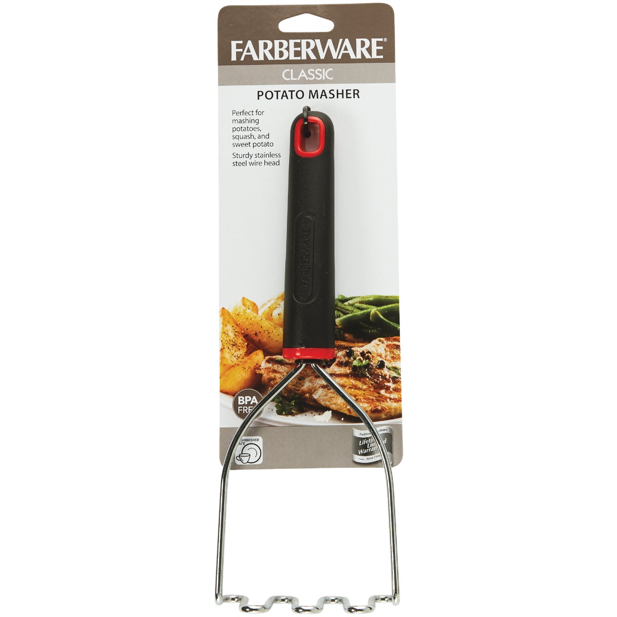 Farberware Stainless Steel Potato Masher with Black Handle Image 2