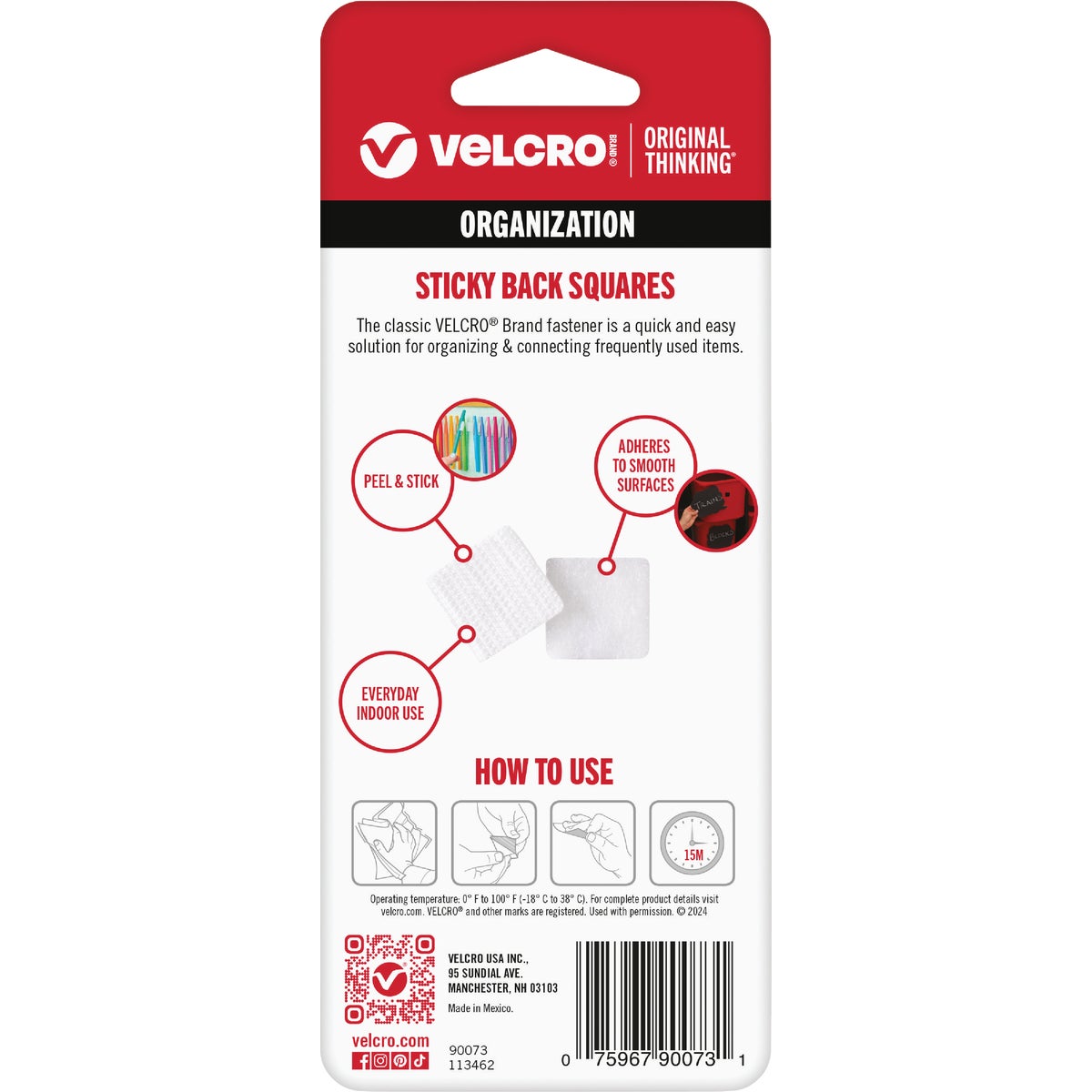VELCRO Brand 7/8 In. White Hook & Loop Square (12 Ct.) Image 3