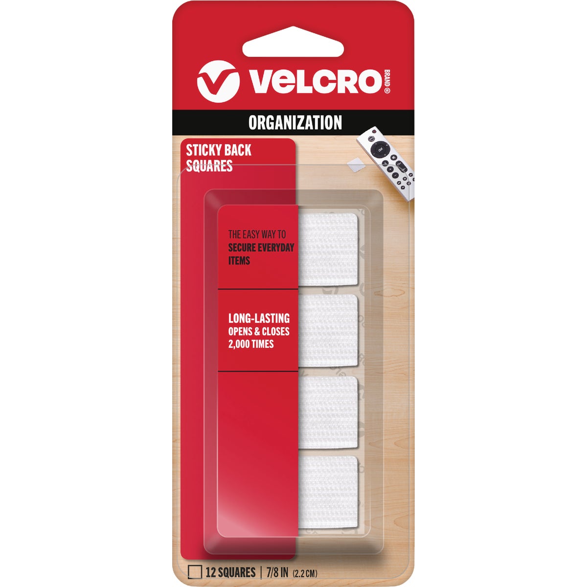 VELCRO Brand 7/8 In. White Hook & Loop Square (12 Ct.)
