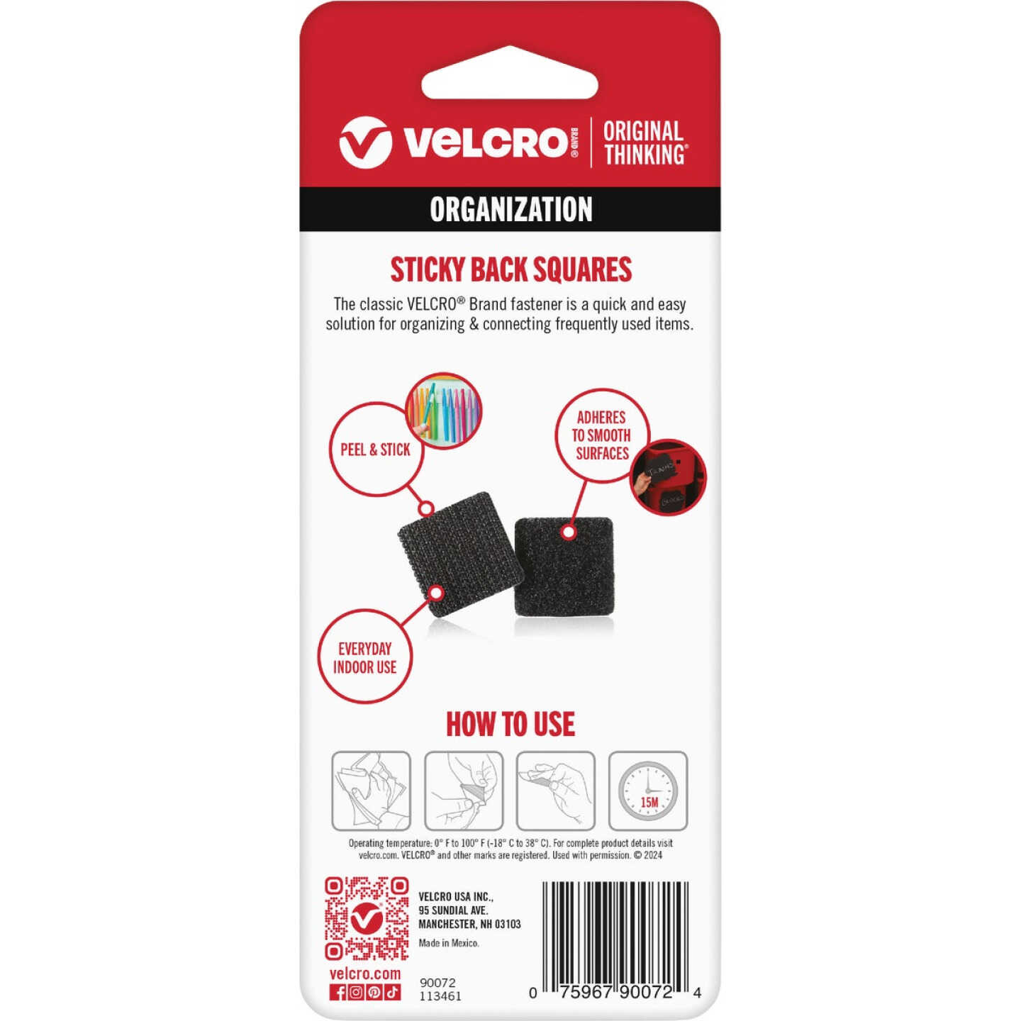 VELCRO Brand 7/8 In. Black Hook & Loop Square (12 Ct.) Image 3