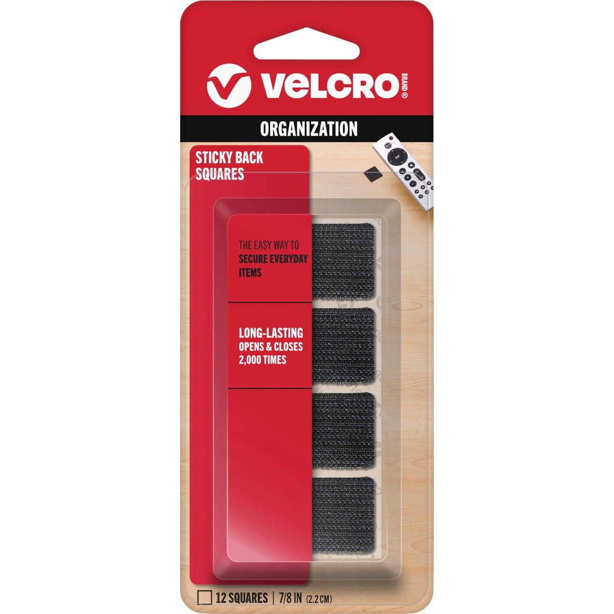 VELCRO Brand 7/8 In. Black Hook & Loop Square (12 Ct.)