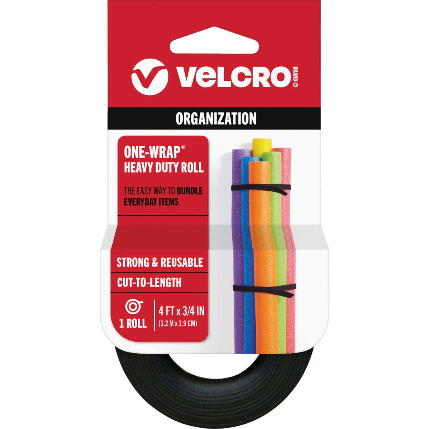 VELCRO Brand One-Wrap 3/4 In. x 4 Ft. Black Multi-Use Hook & Loop Roll Image 1
