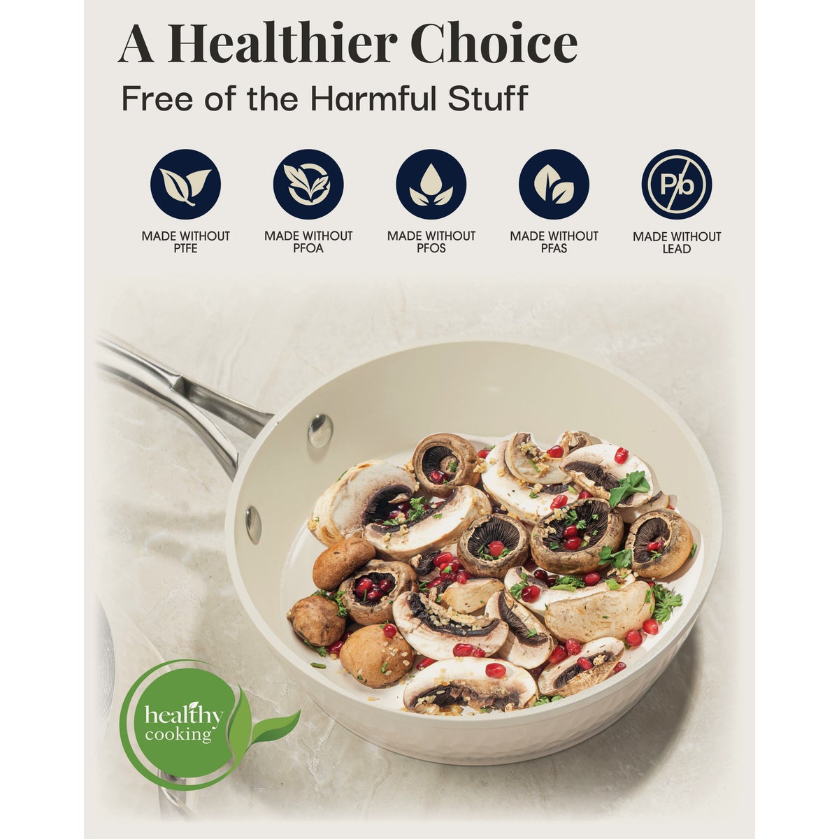 Gotham Steel 12 In. Hammered Cream Collection Fry Pan Image 6