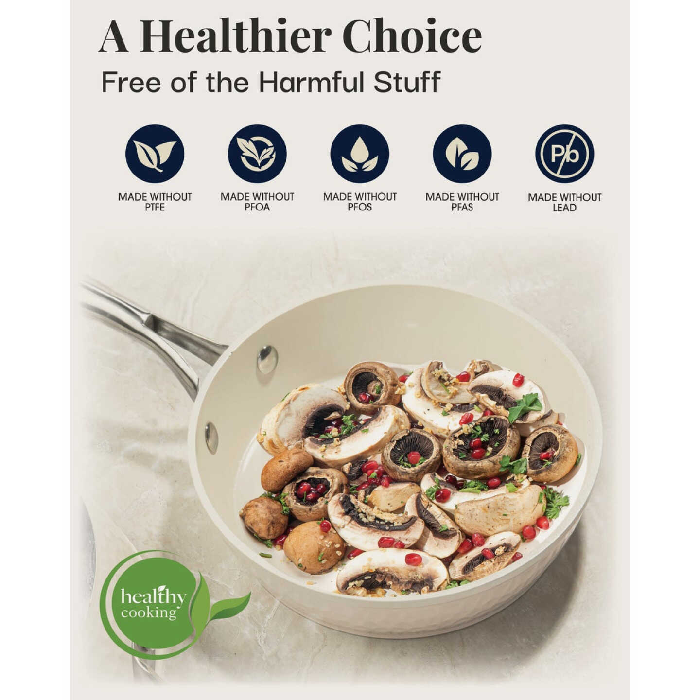 Gotham Steel 12 In. Hammered Cream Collection Fry Pan Image 6