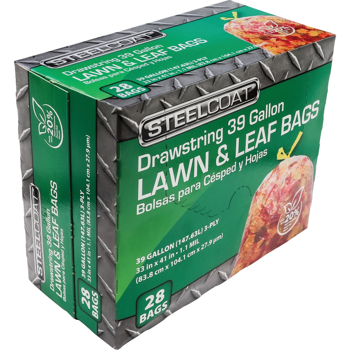 Steelcoat 39 Gal. Clear Lawn & Leaf Drawstring Trash Bag (28-Count) Image 3